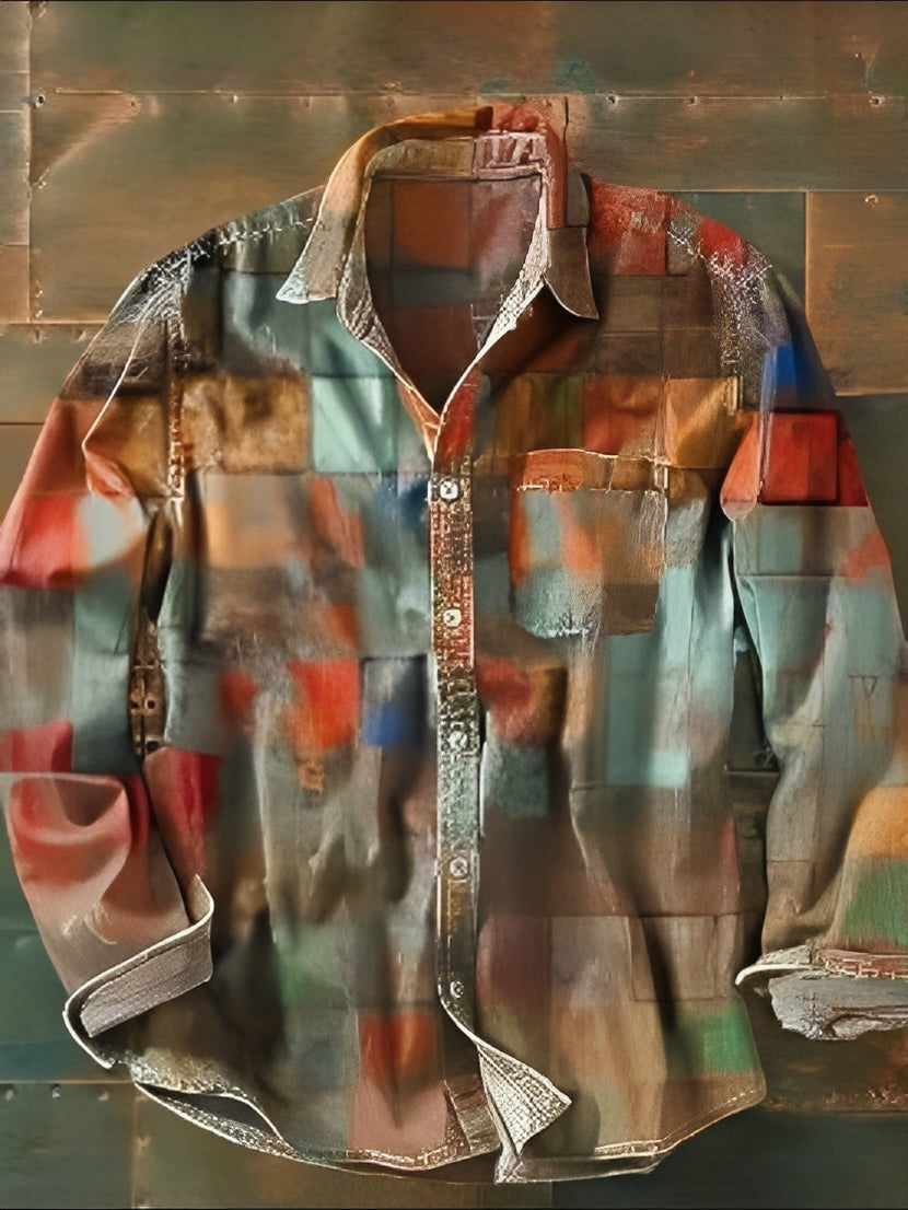 Charles – Herren-Langarmhemd – Intensiv gefärbt im Retro-Stil