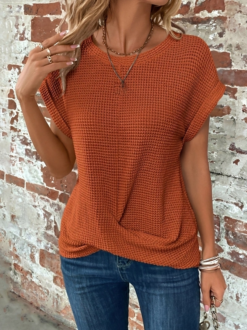 Annie - Elegantes kurzärmeliges Damen-Waffelshirt