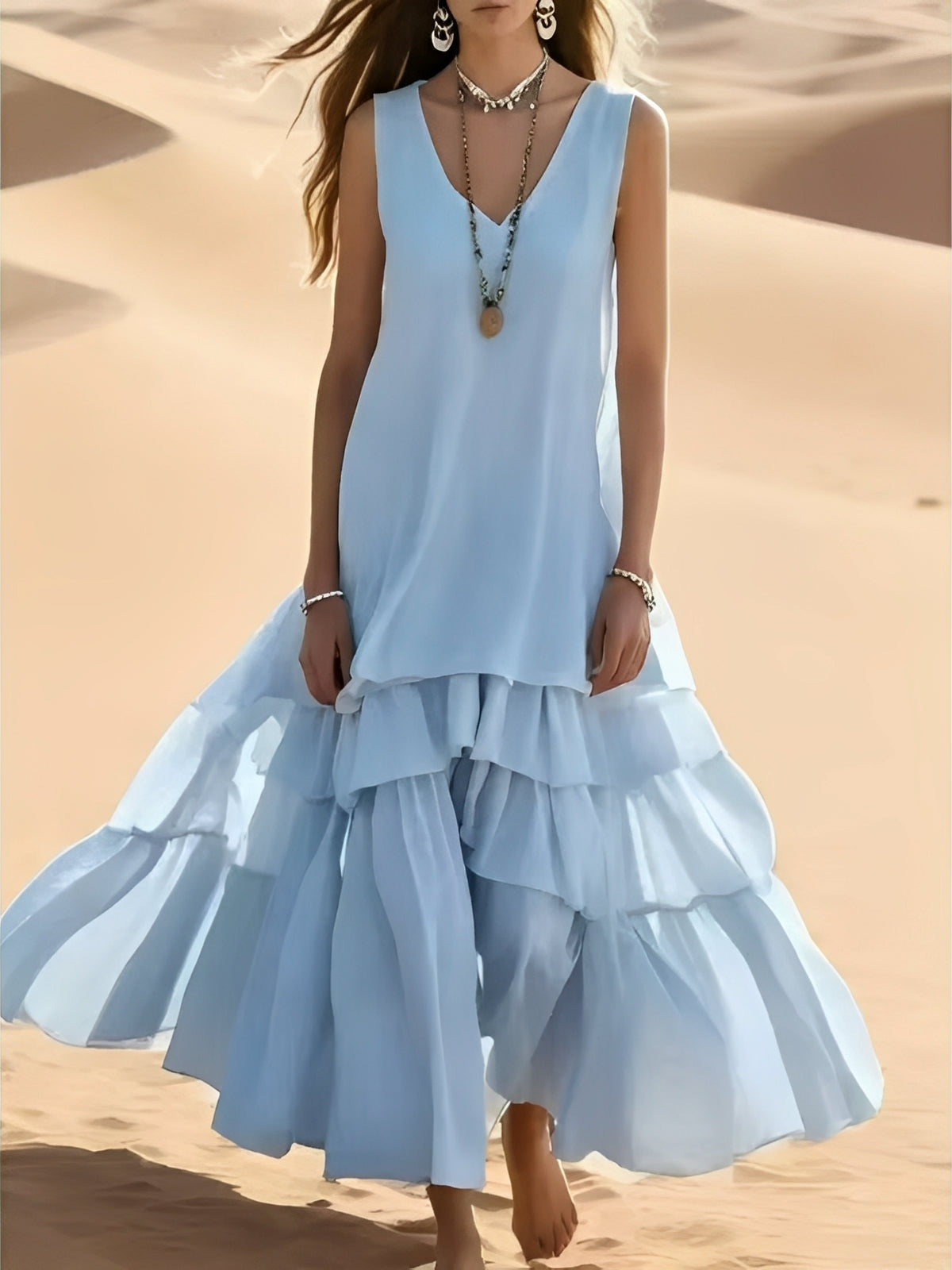 Mollie - Langes Maxikleid für Damen mit weitem Saum