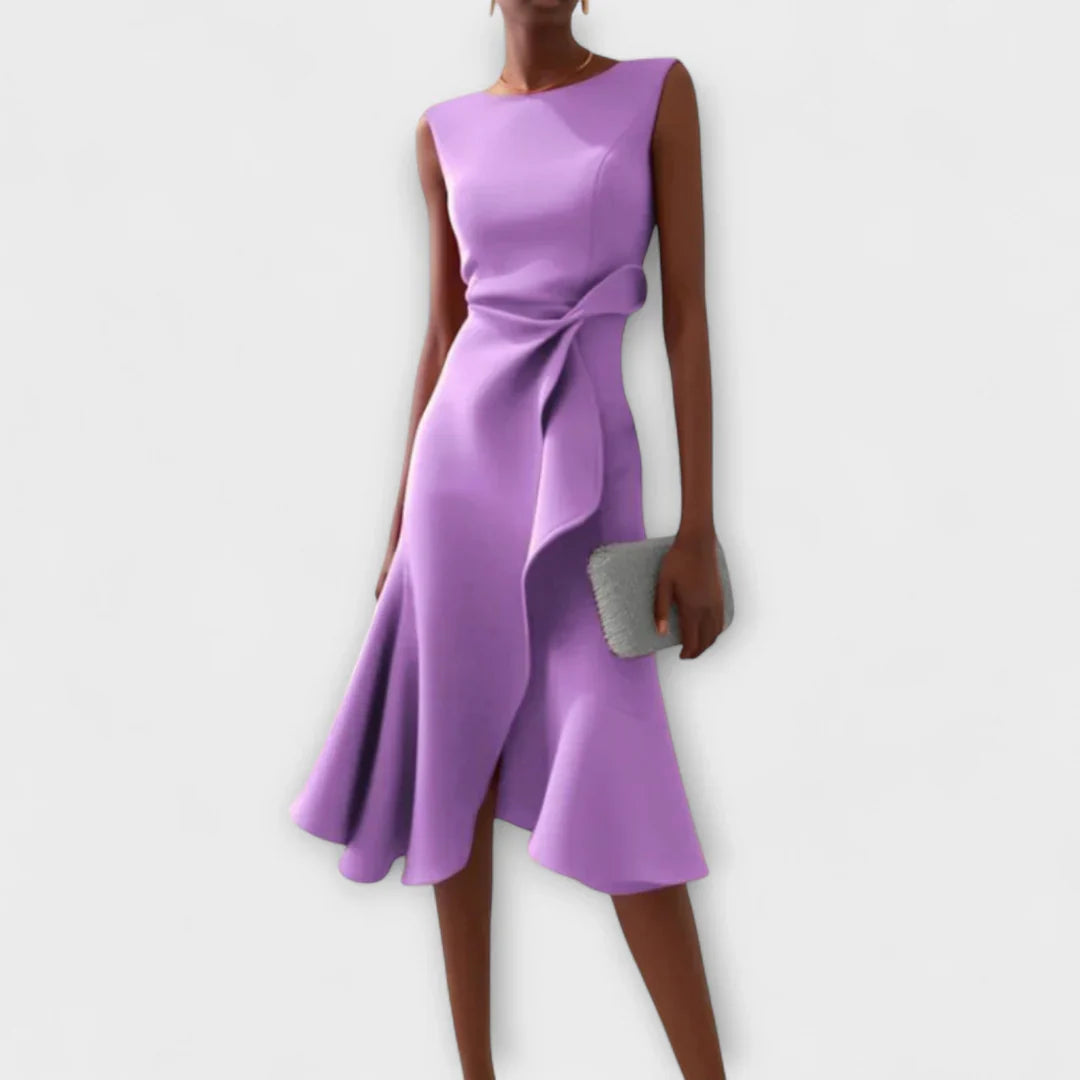 Sheila - Stilvolles Damen Midikleid mit Volantdetails
