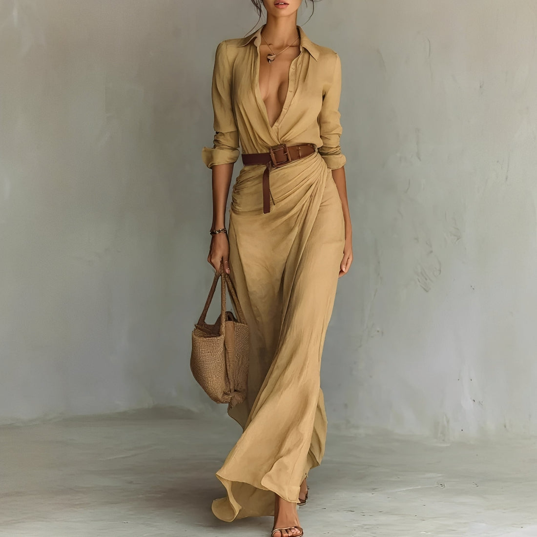 Hanny - Gemütliches Maxikleid mit Gürtel