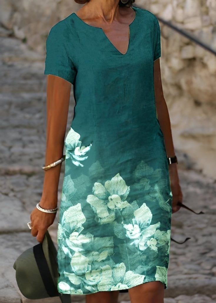 Kristina - Edles, blumiges Damenkleid mit kurzen Ärmeln