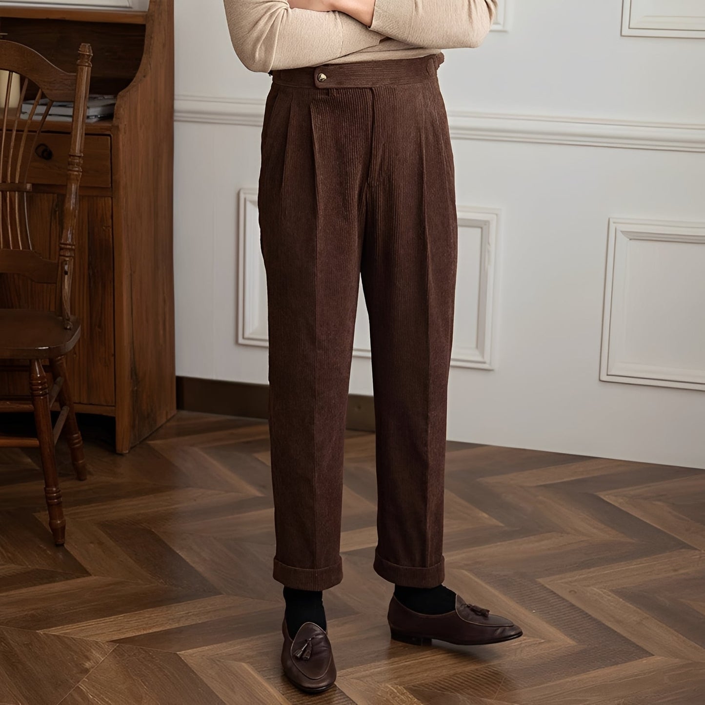 Rafael - Hoch taillierte Corde-Hosen