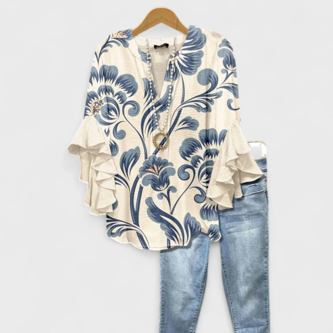 Kay- Stilvolle Damenbluse mit blumigem Muster