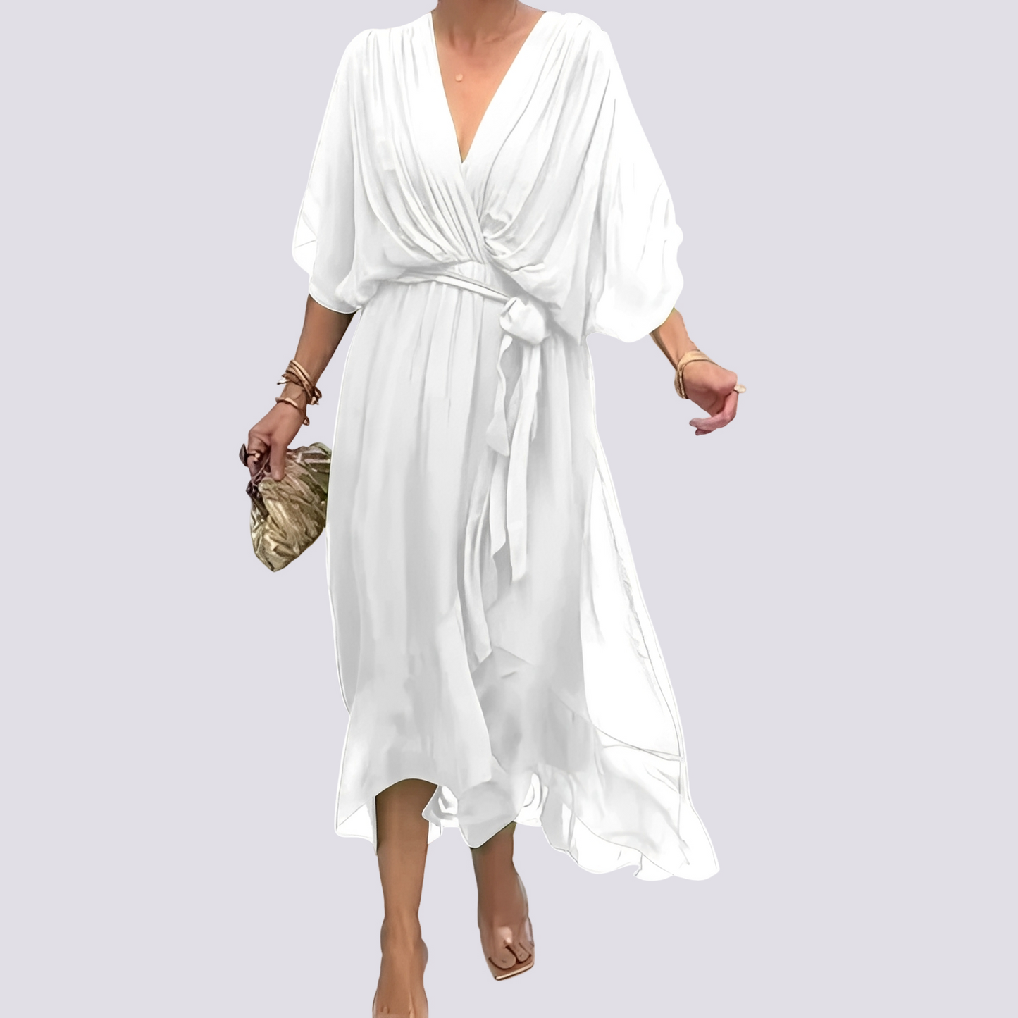 Jane - Kleid mit V-Ausschnitt und asymmetrischem Design