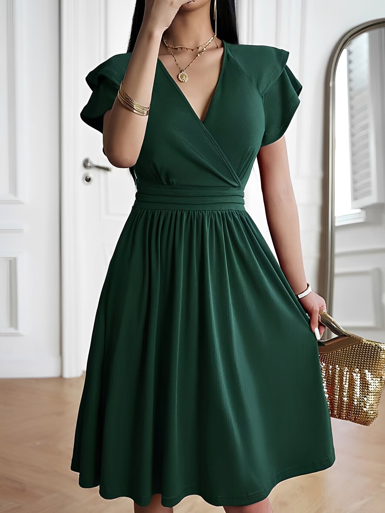 Laura - Stilvolles V-Ausschnitt-Kleid für Damen