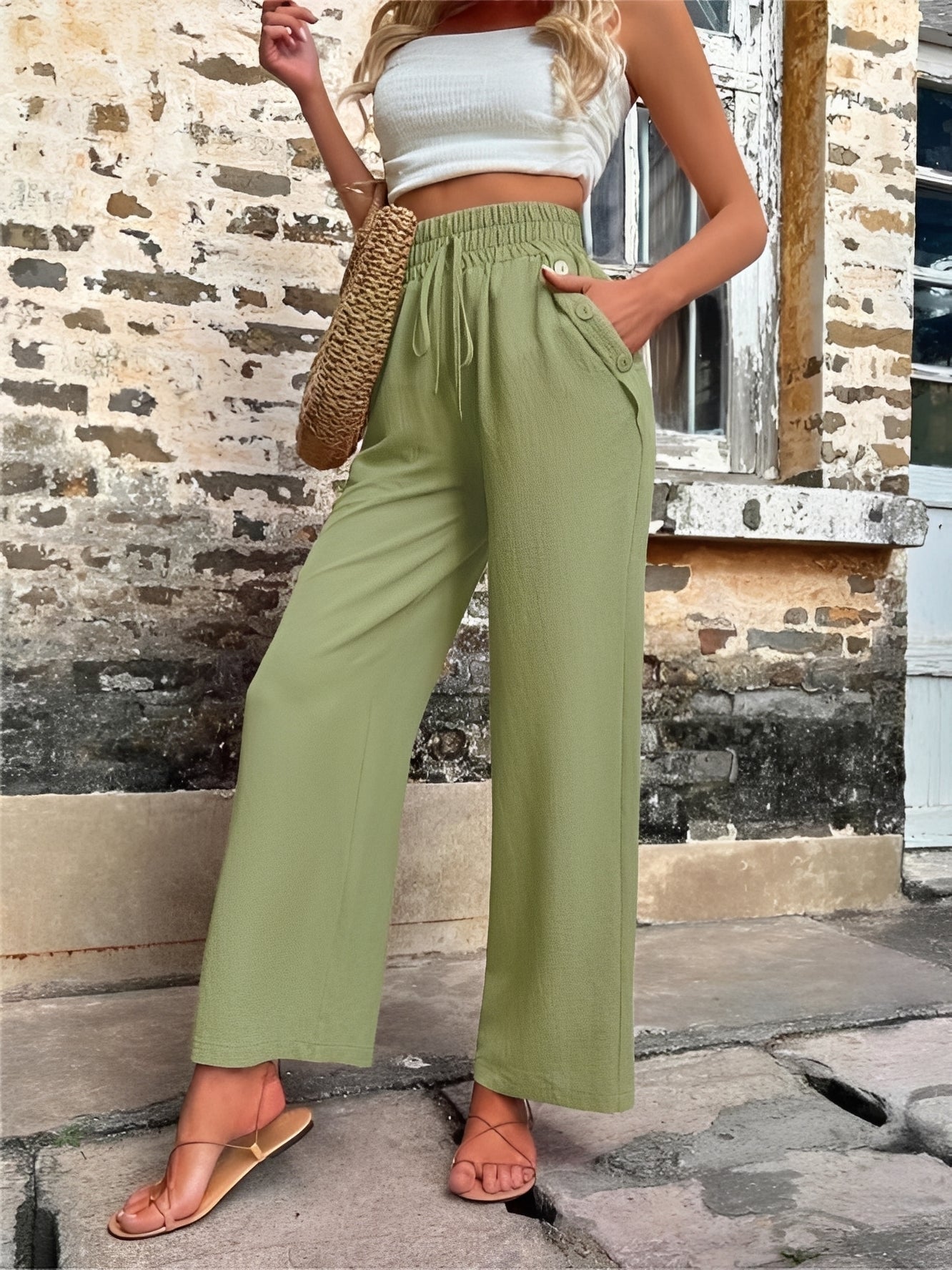 Allie - Trendige Damenhose mit weitem Schnitt und hohem Bund