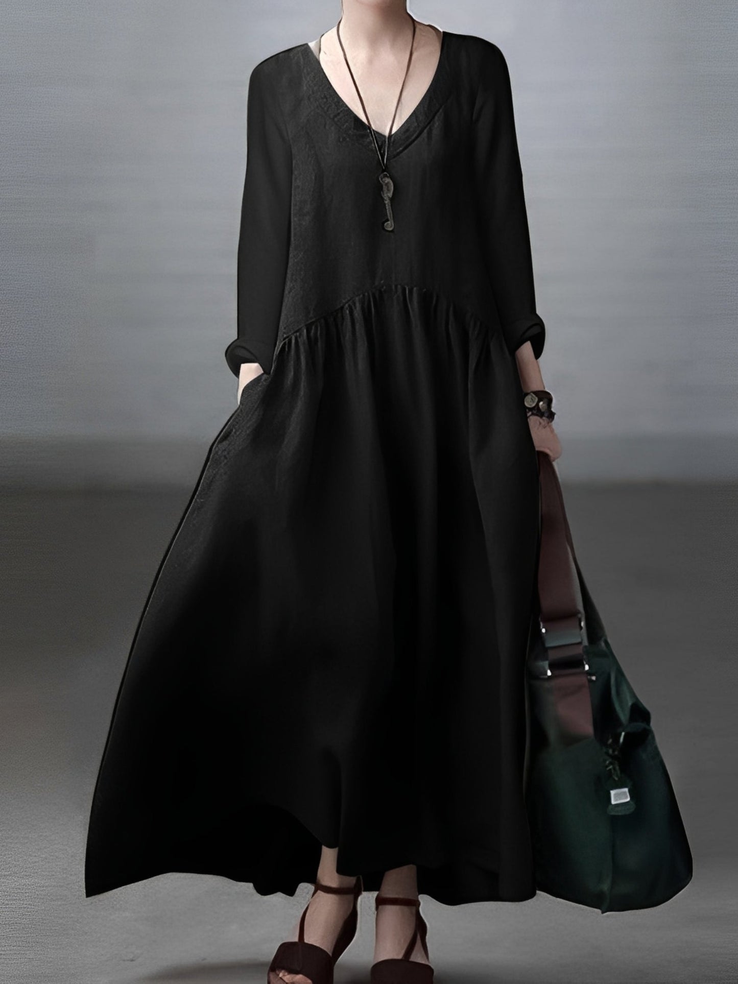 Lindy - Locker sitzendes, komfortables Kleid mit V-Ausschnitt für Damen