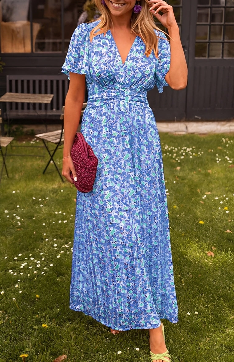 Rachel - Schickes langes Damenkleid mit V-Ausschnitt