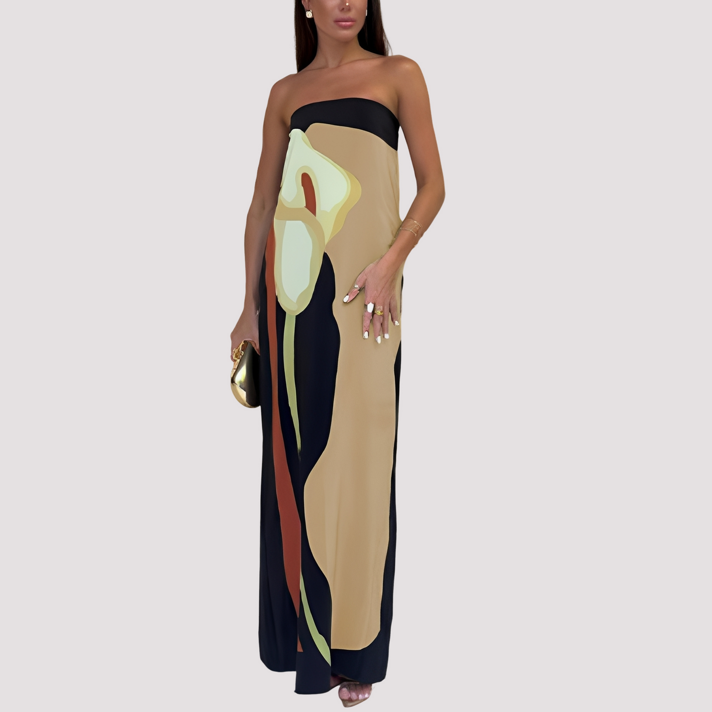 Samara - Elegantes schulterfreies langes Kleid