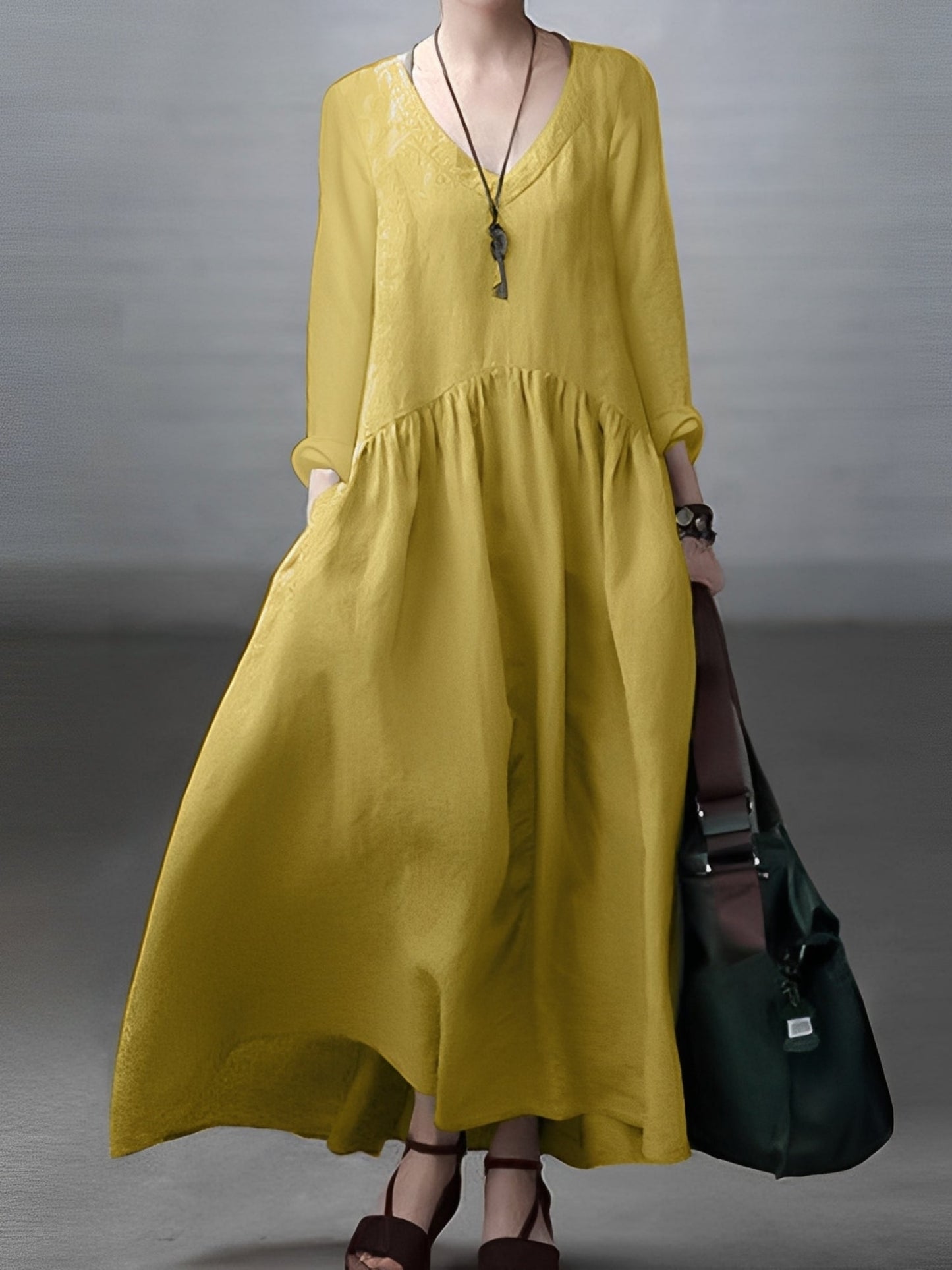 Lindy - Locker sitzendes, komfortables Kleid mit V-Ausschnitt für Damen