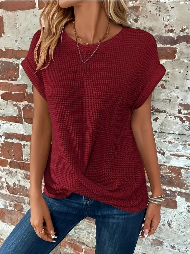Annie - Elegantes kurzärmeliges Damen-Waffelshirt