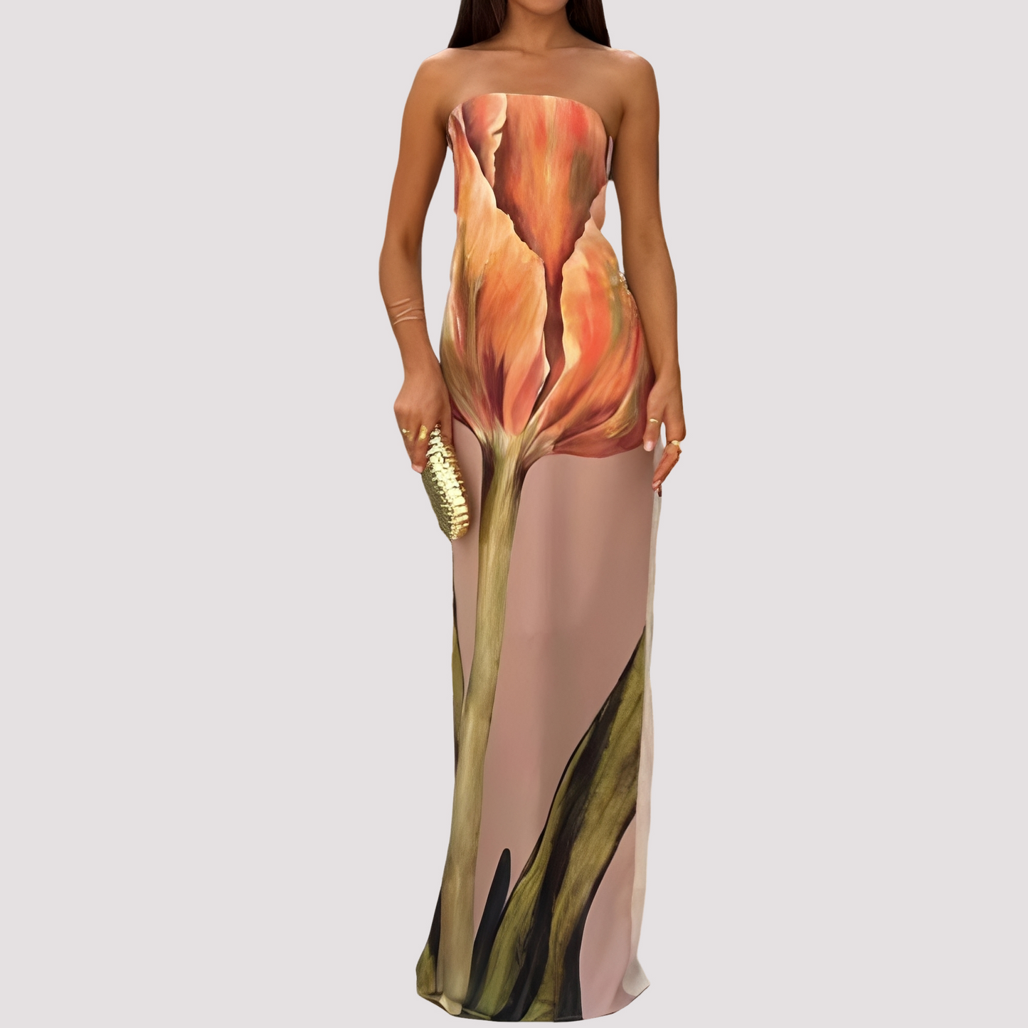 Samara - Elegantes schulterfreies langes Kleid