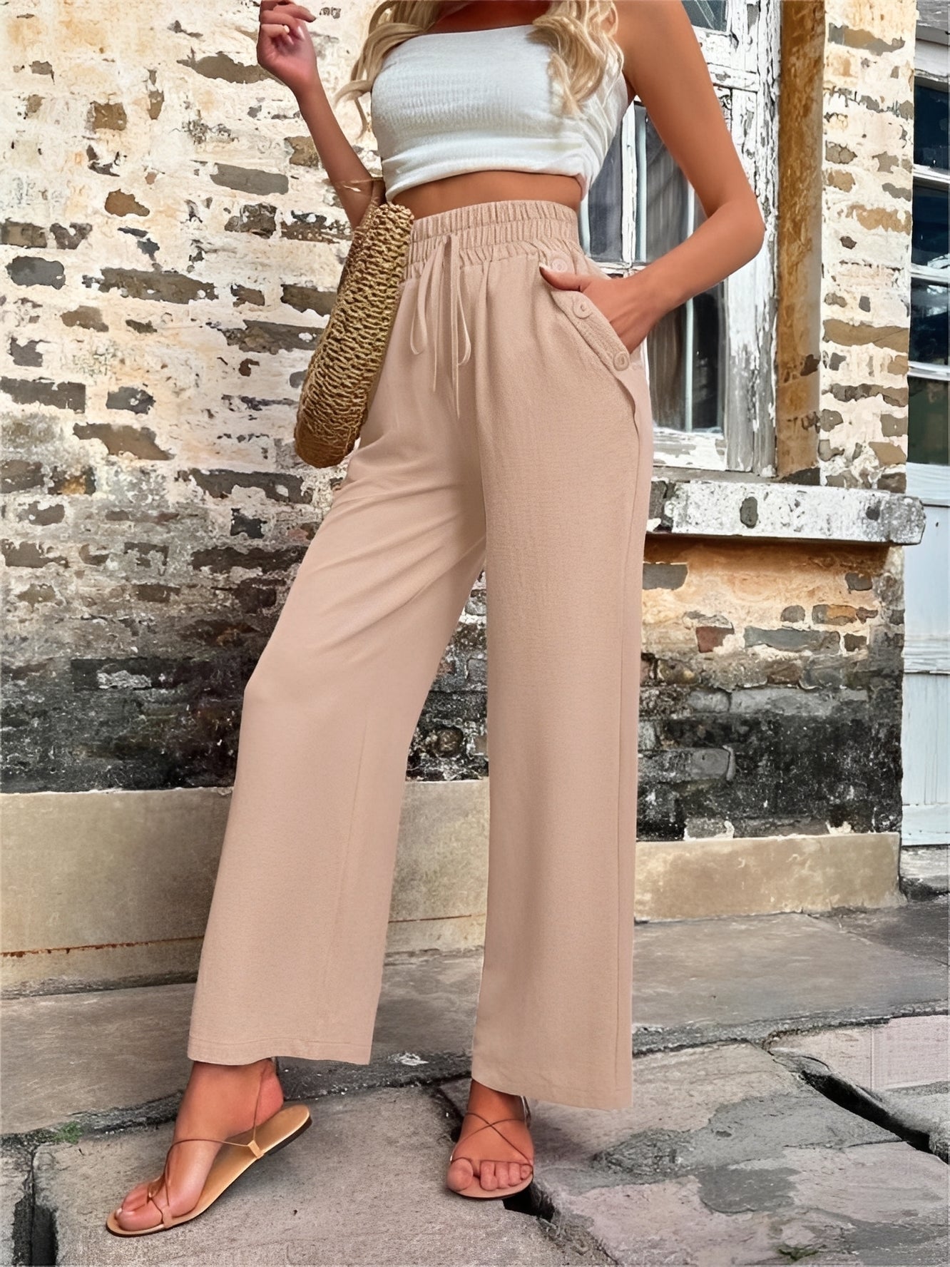 Allie - Trendige Damenhose mit weitem Schnitt und hohem Bund