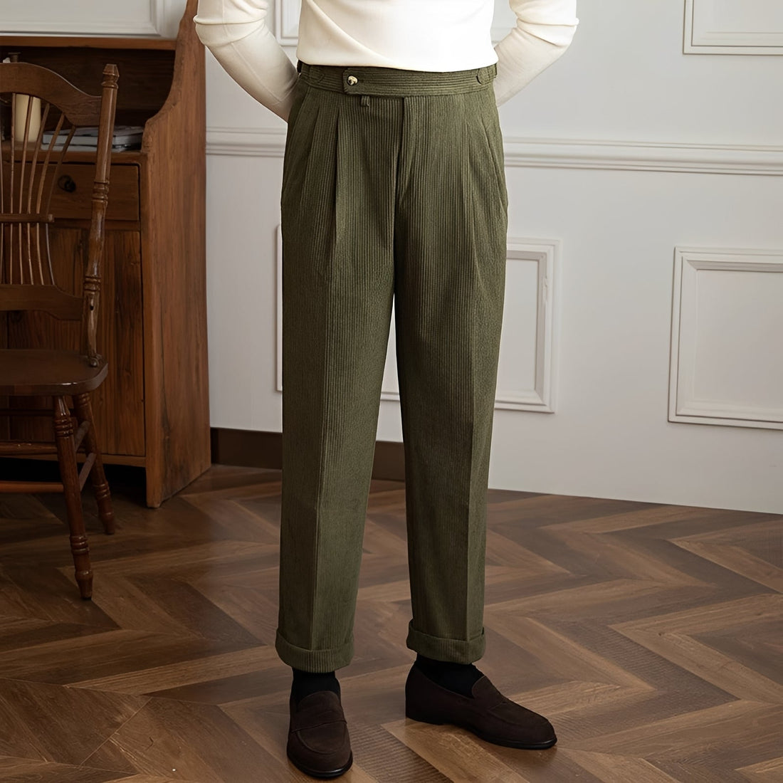 Rafael - Hoch taillierte Corde-Hosen