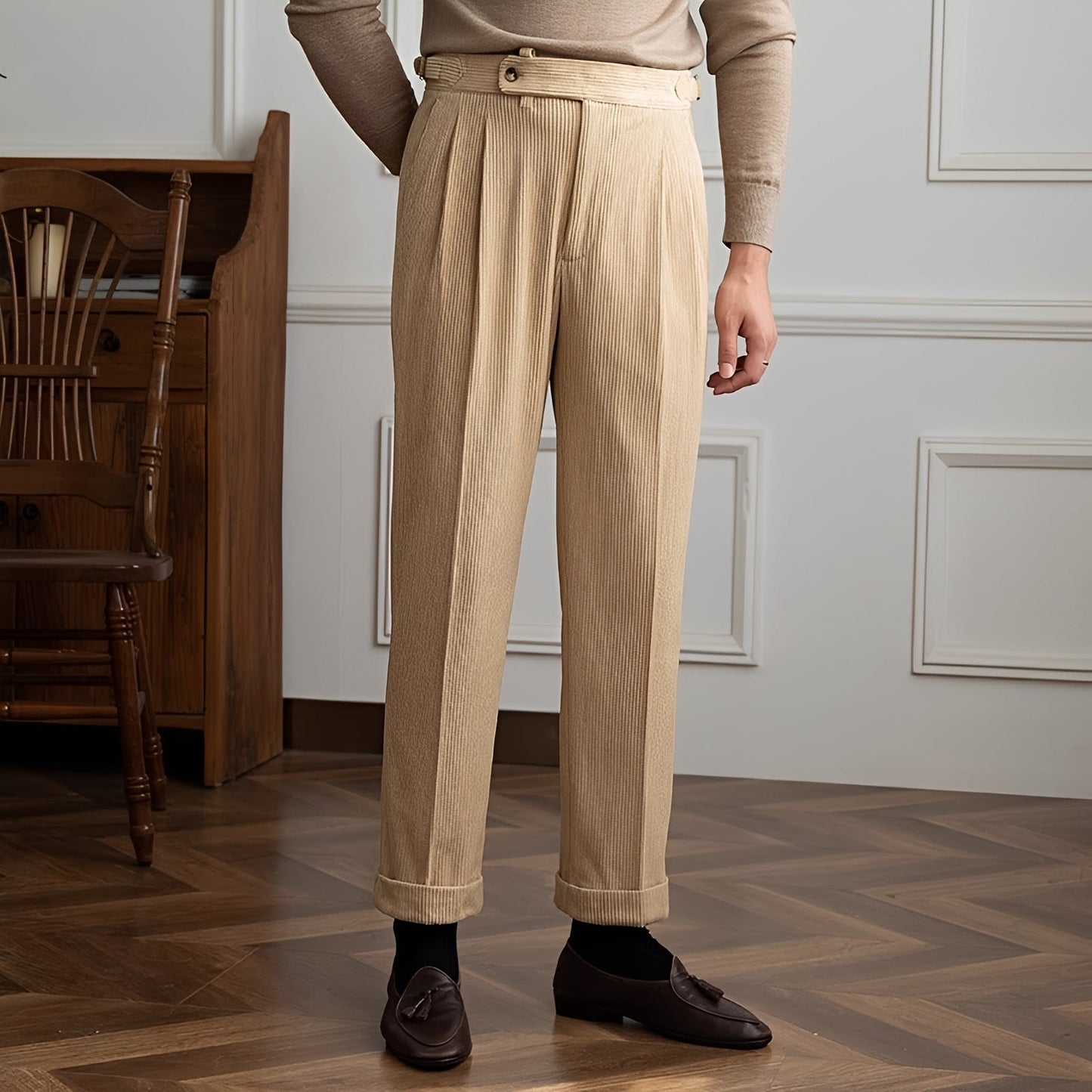 Rafael - Hoch taillierte Corde-Hosen