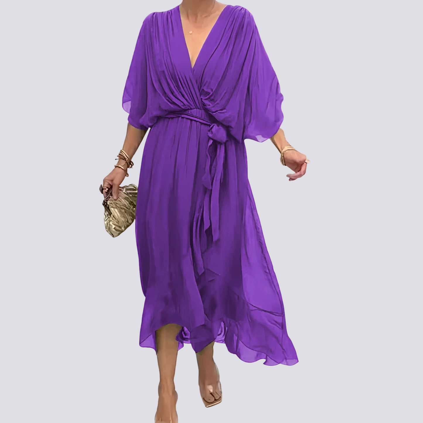 Jane - Kleid mit V-Ausschnitt und asymmetrischem Design