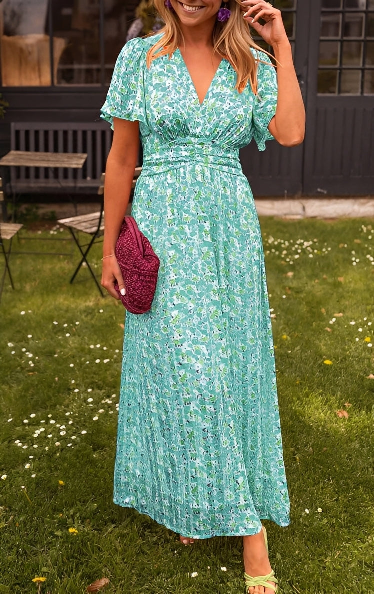 Rachel - Schickes langes Damenkleid mit V-Ausschnitt