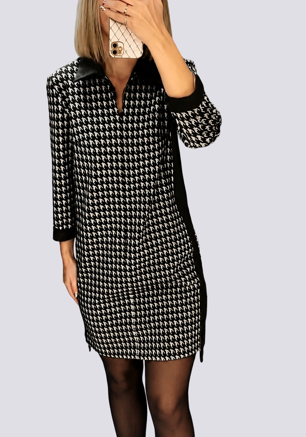 Saskia - Stilvolles kurzes Kleid mit Kragen