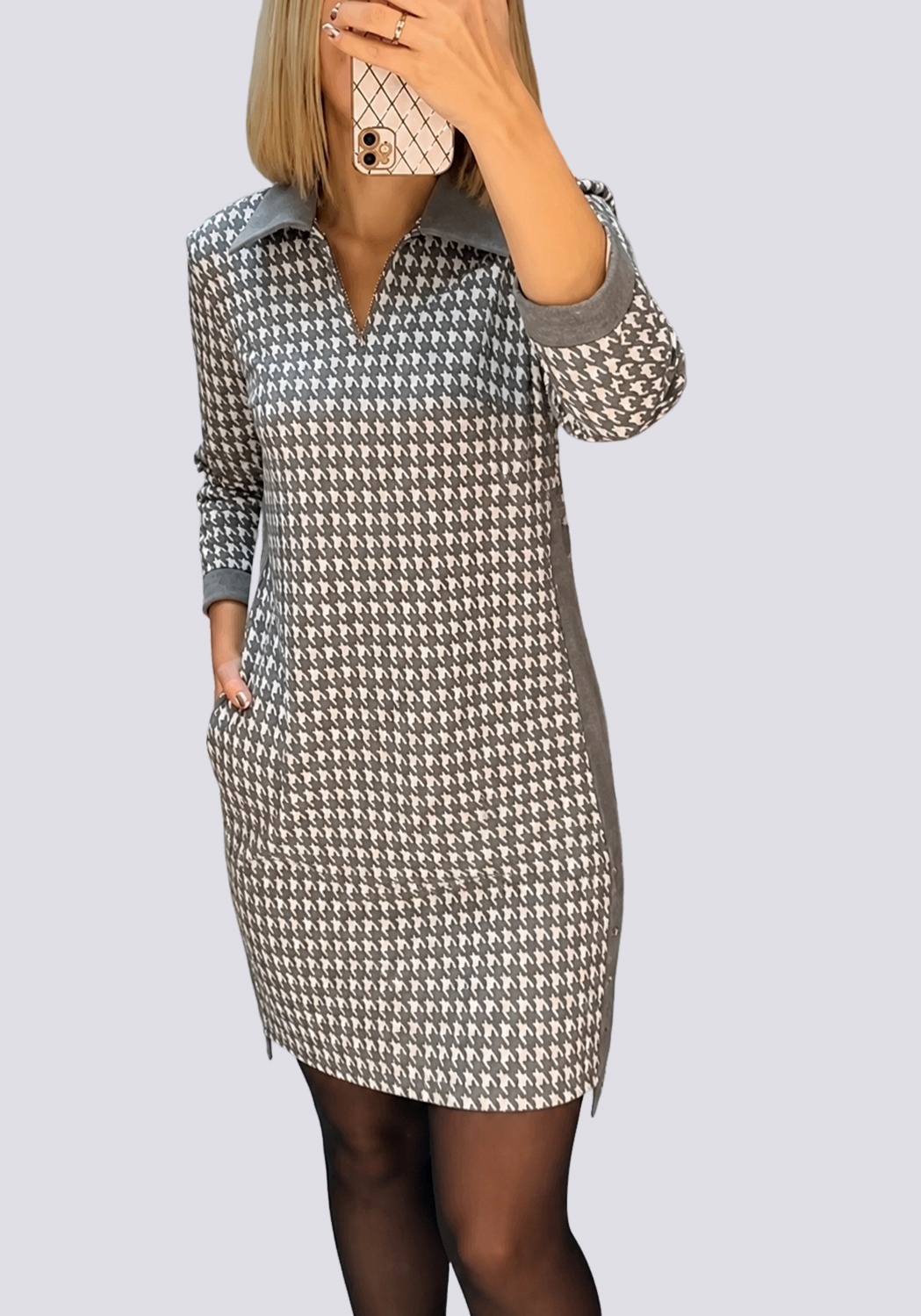 Saskia - Stilvolles kurzes Kleid mit Kragen