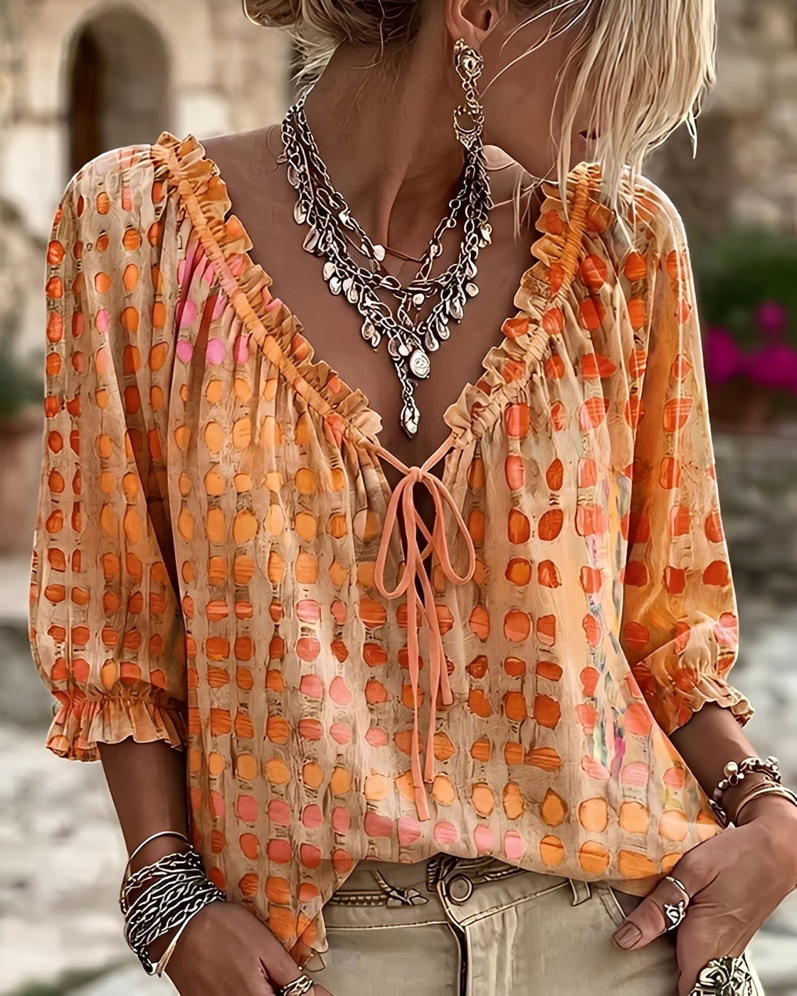 Candice - Trendige Bluse mit Punktemuster