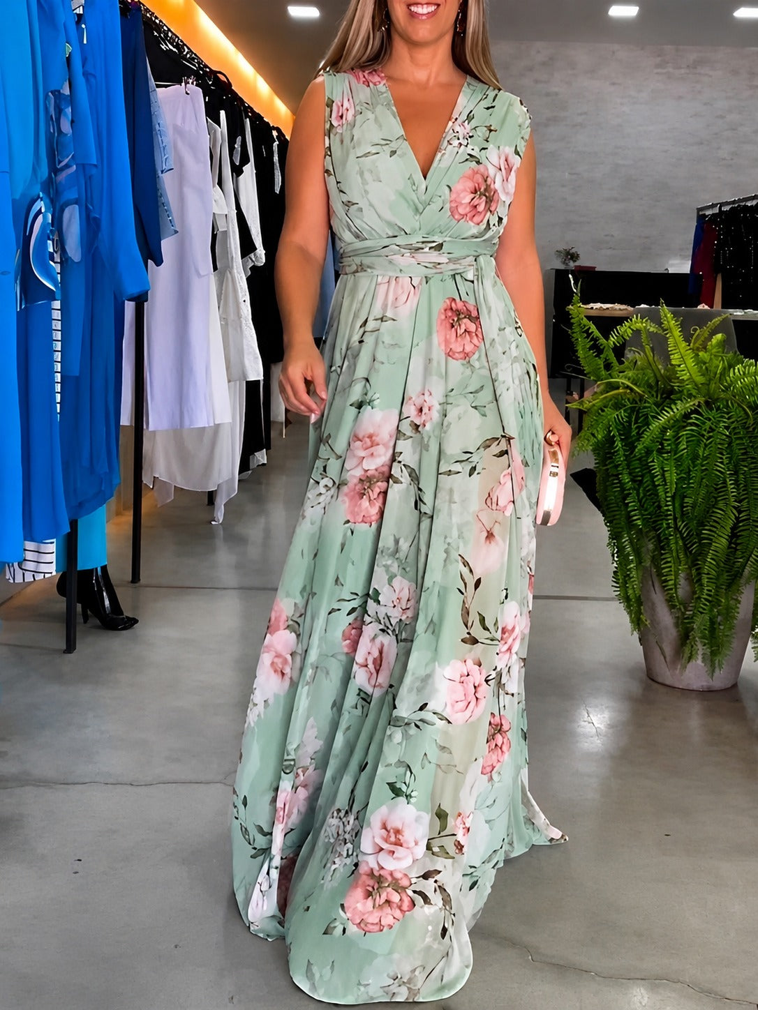 Hana - Leichtes ärmelloses Blumenkleid
