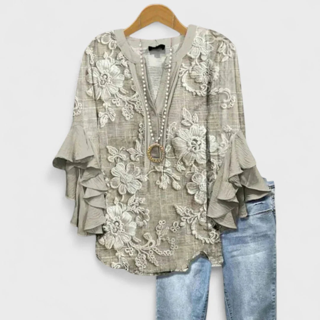 Kay- Stilvolle Damenbluse mit blumigem Muster