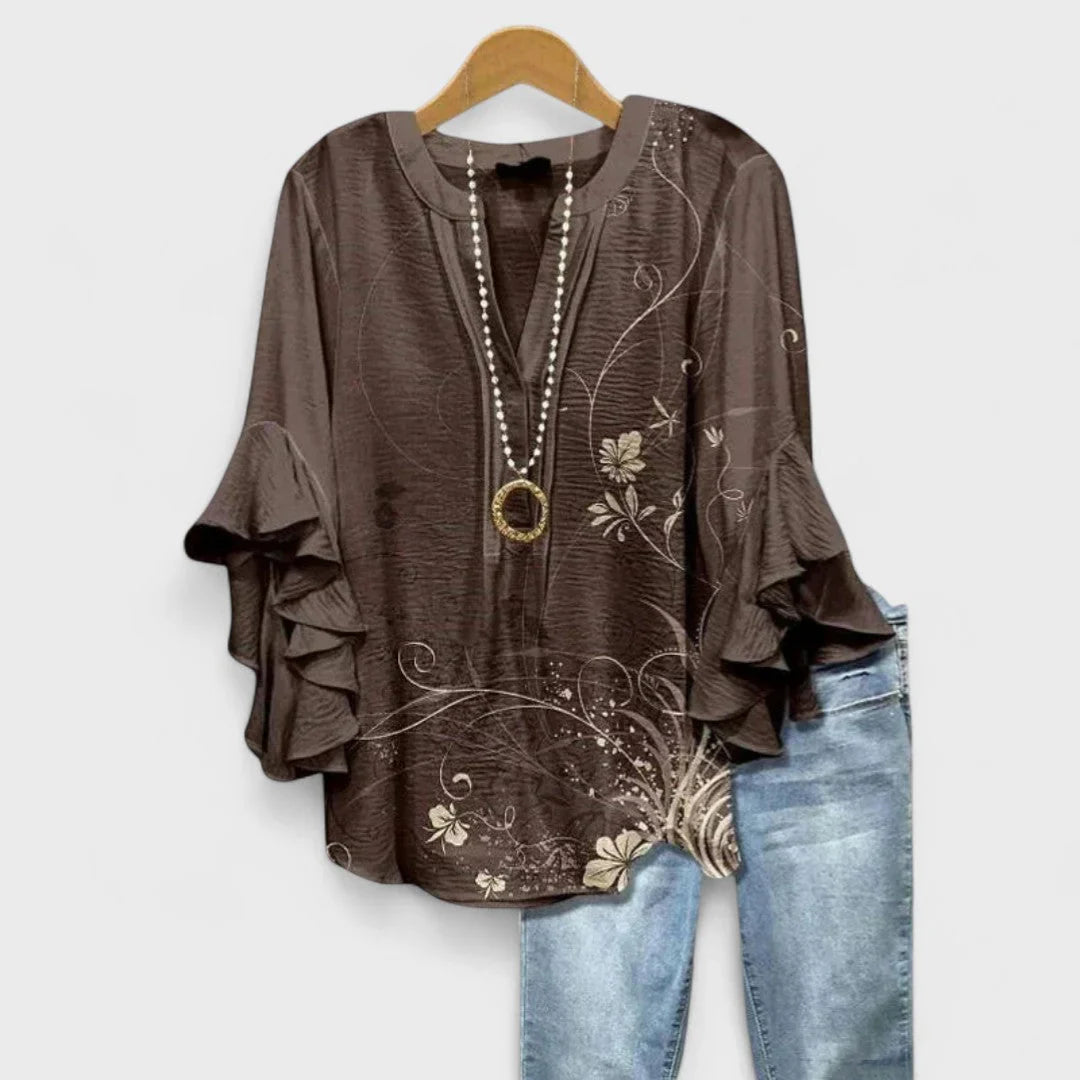 Kay- Stilvolle Damenbluse mit blumigem Muster