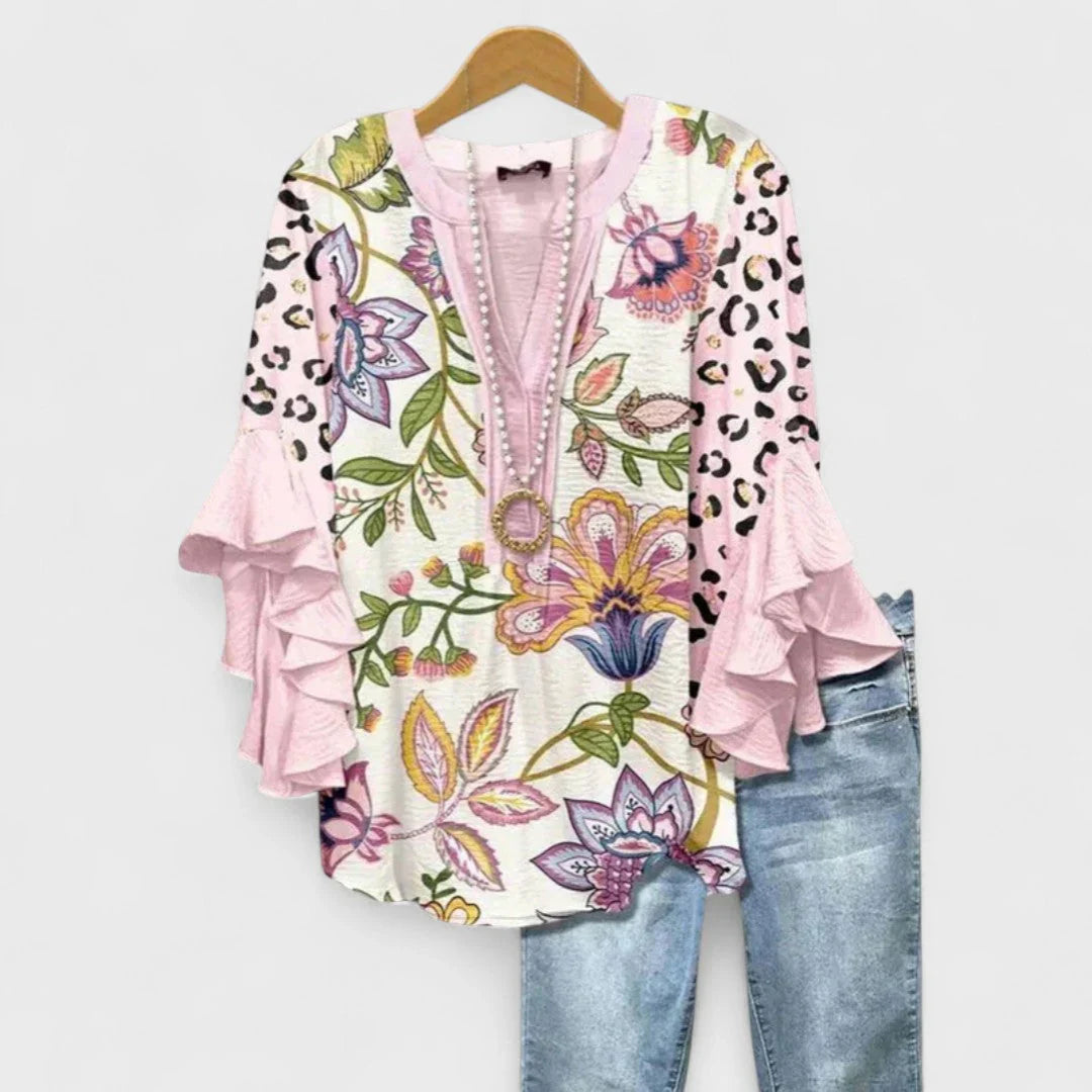 Kay- Stilvolle Damenbluse mit blumigem Muster