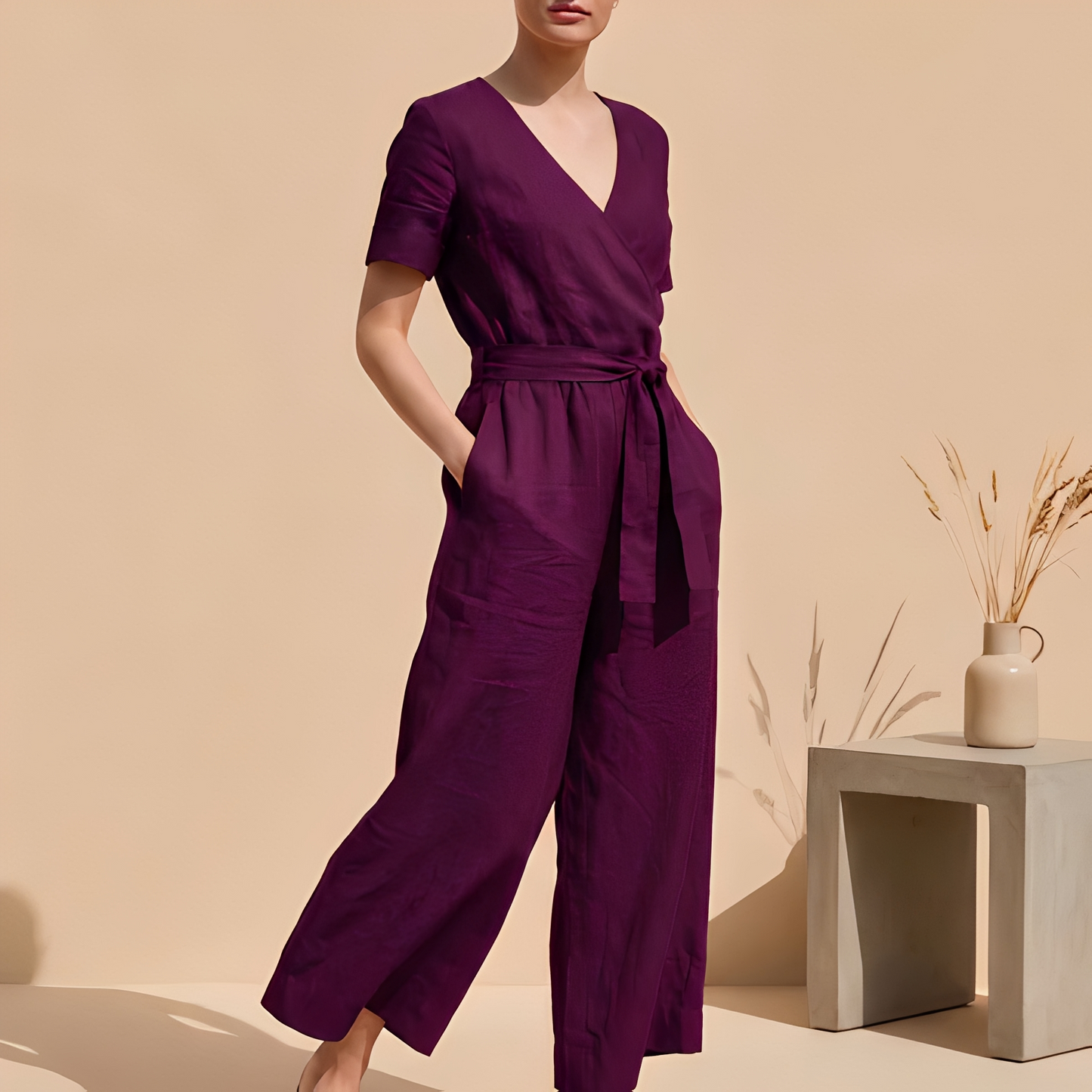 Charliya - Stilvoller Damen-Overall mit Frontbindung