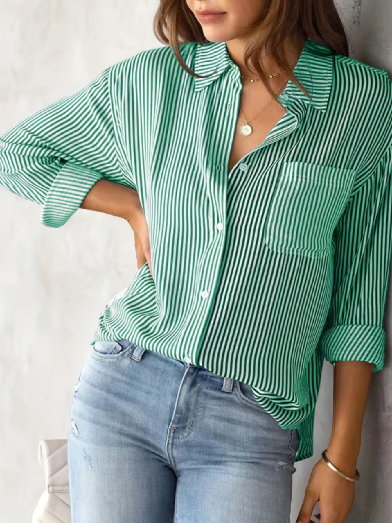 Nancy - Lockeres Damen-Shirt mit Streifen und langen Ärmeln