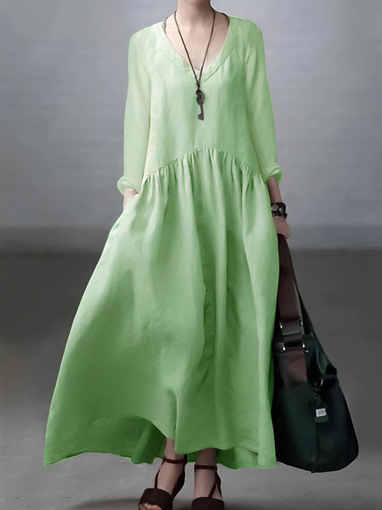 Lindy - Locker sitzendes, komfortables Kleid mit V-Ausschnitt für Damen