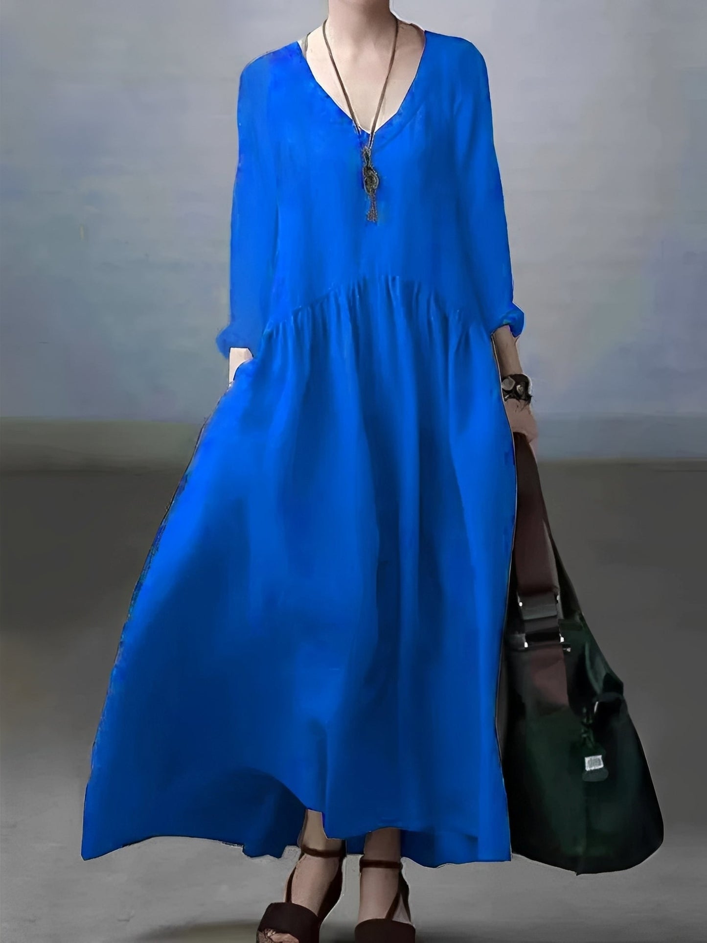 Lindy - Locker sitzendes, komfortables Kleid mit V-Ausschnitt für Damen