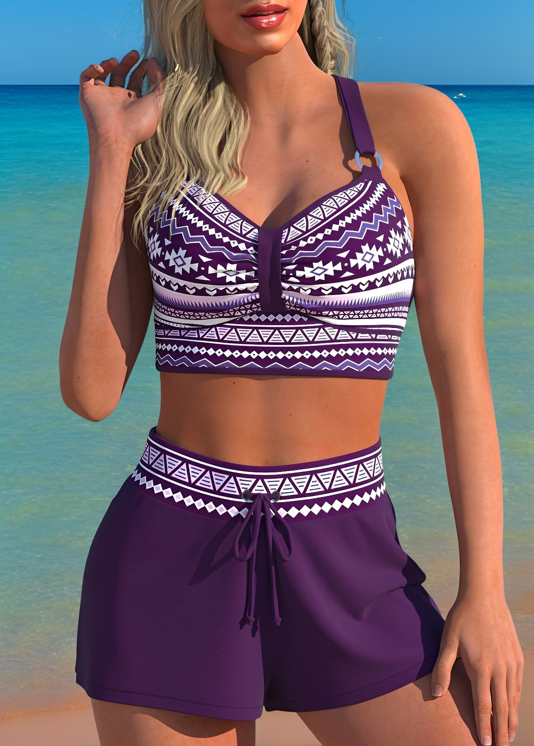 Bailey - Eleganter Damen-Bikini mit hohem Bund und Muster