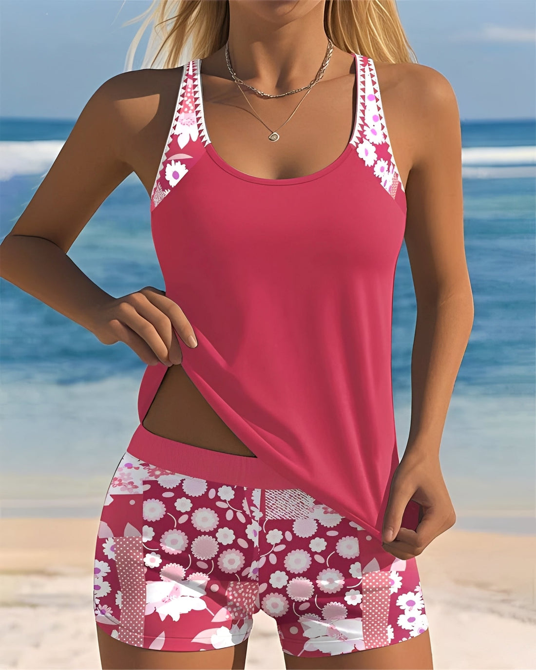 Annie - Stilvolles Tankini-Badeanzug-Set mit Muster für Damen