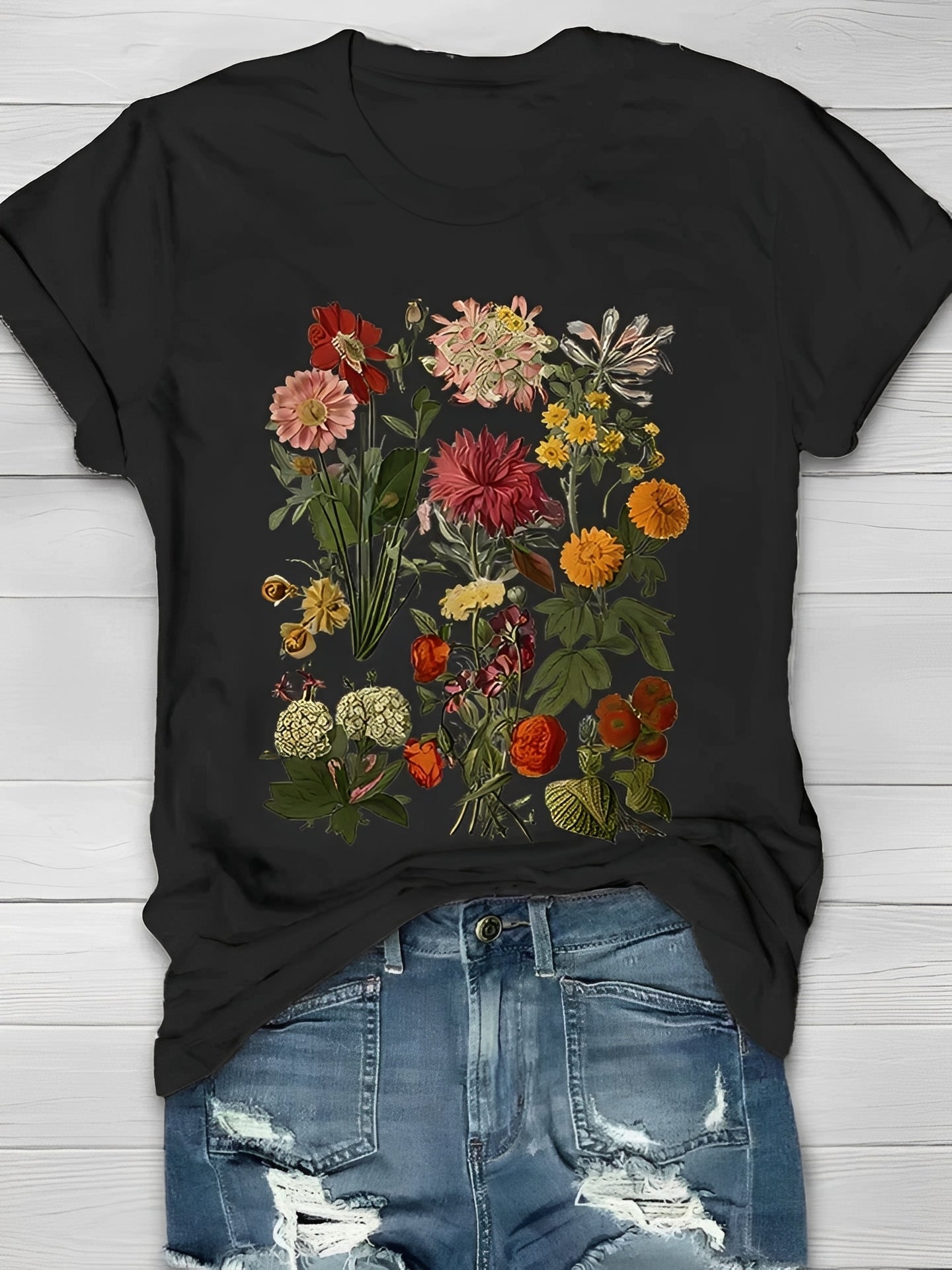 Annalise - Elegantes Damen-T-Shirt mit Blumenmotiv