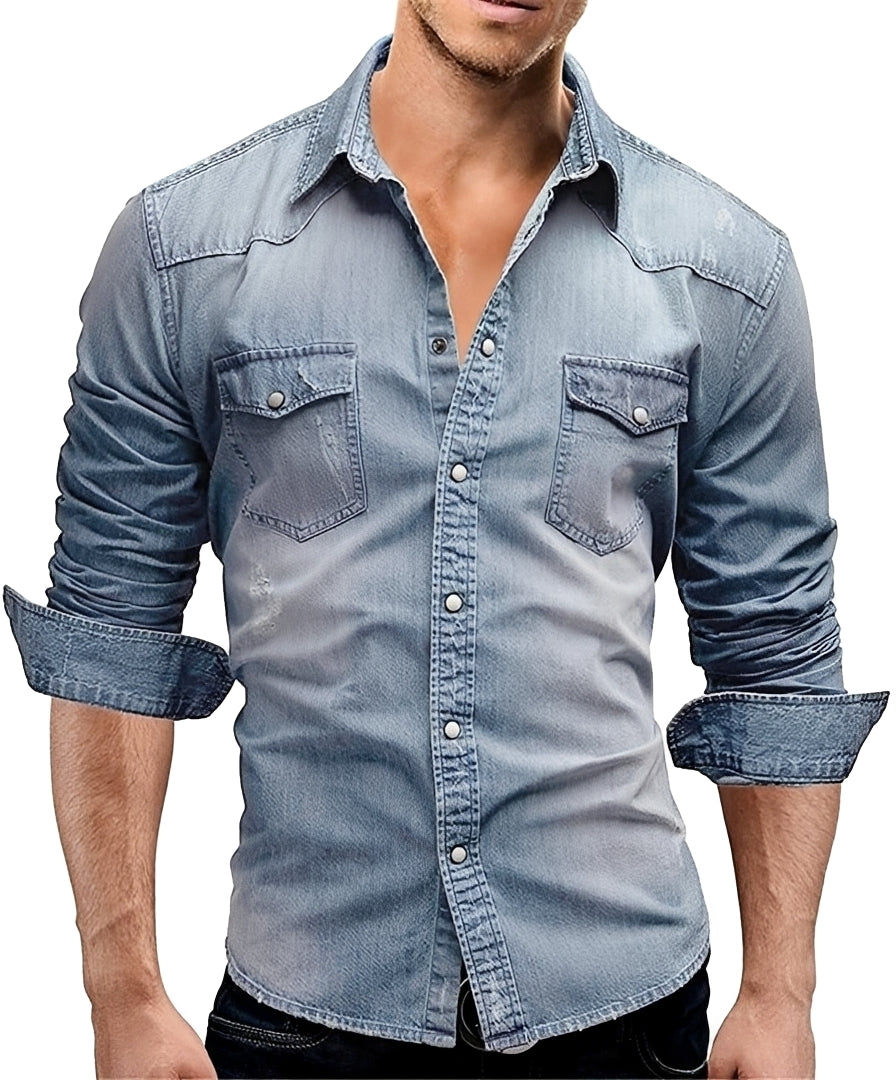 Arjun - Herren-Jeanshemd - Bequemes Langarmhemd