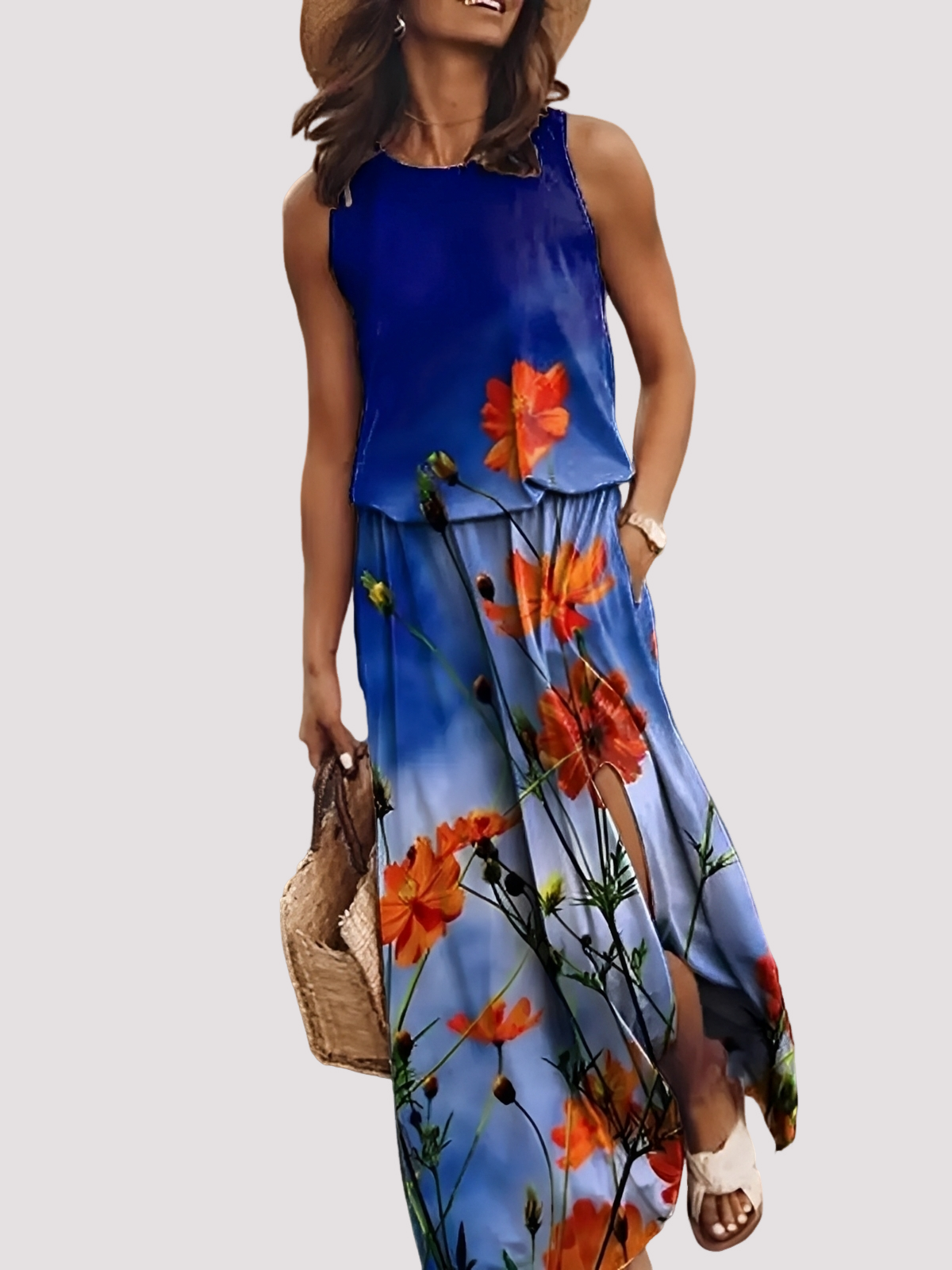 Halle - Stilvolles, ärmelloses Damen-Maxikleid