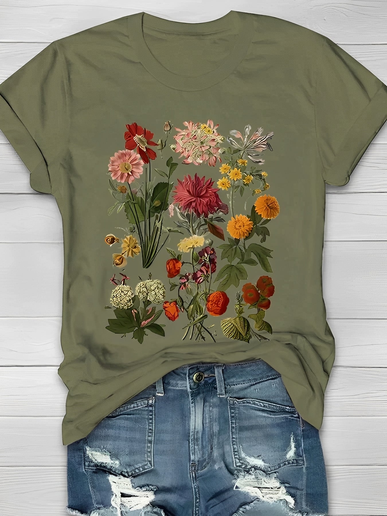 Annalise - Elegantes Damen-T-Shirt mit Blumenmotiv