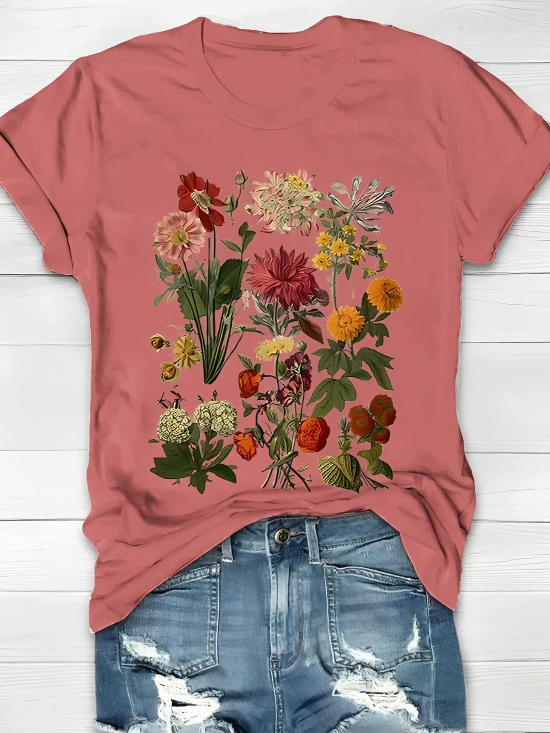 Annalise - Elegantes Damen-T-Shirt mit Blumenmotiv