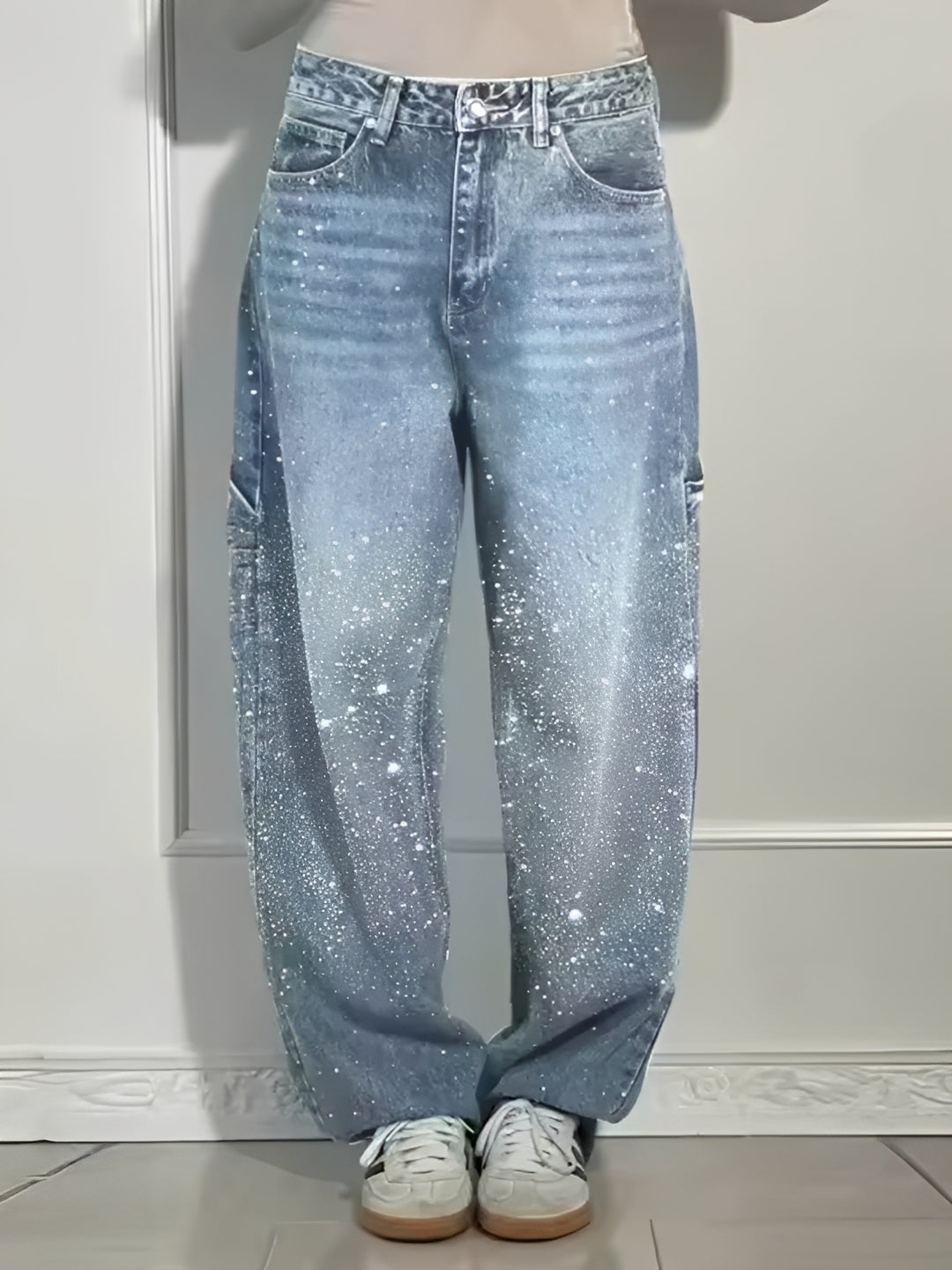 Sami - Stylische Glitzer-Jeans mit weitem Bein