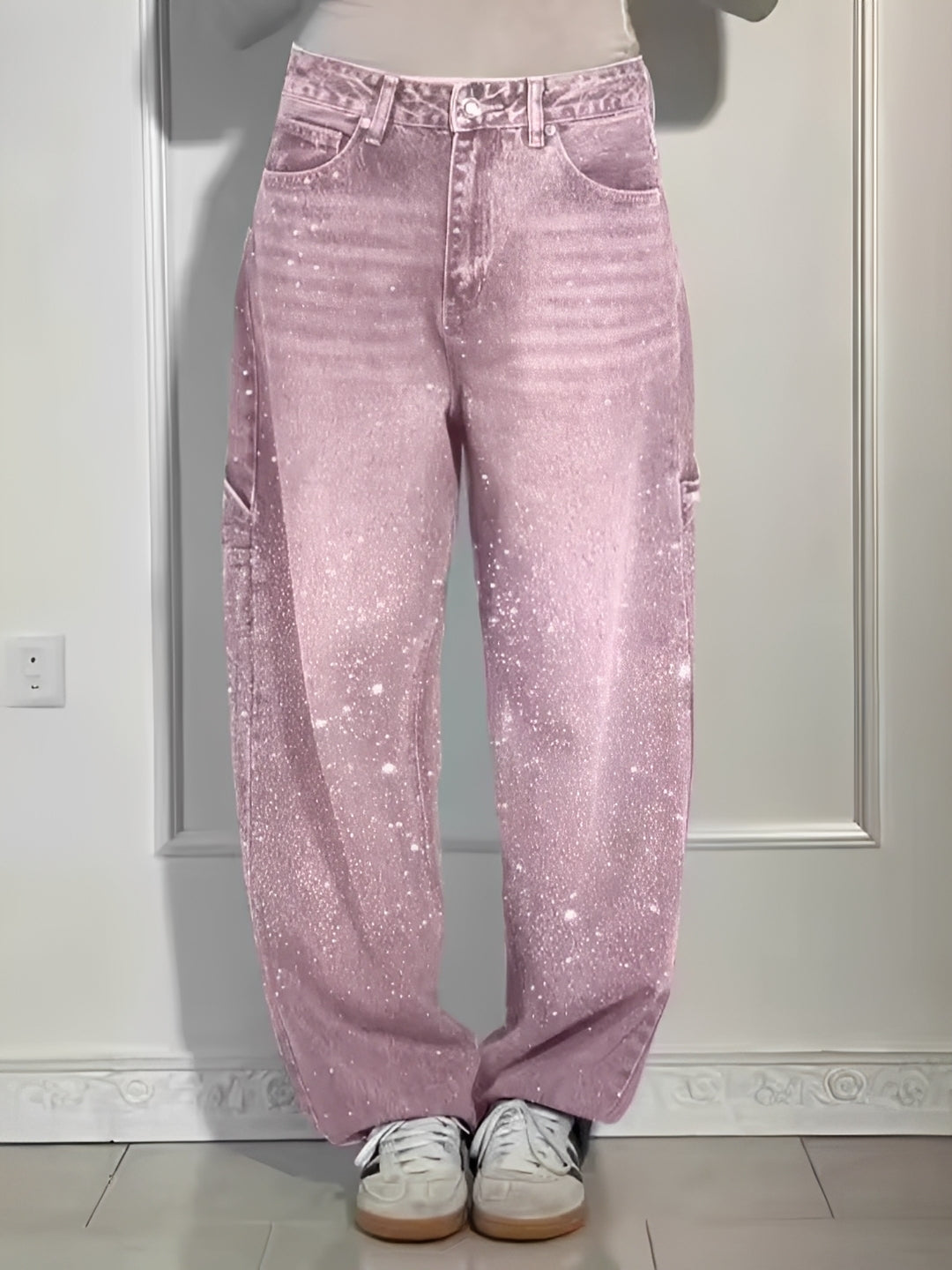 Sami - Stylische Glitzer-Jeans mit weitem Bein