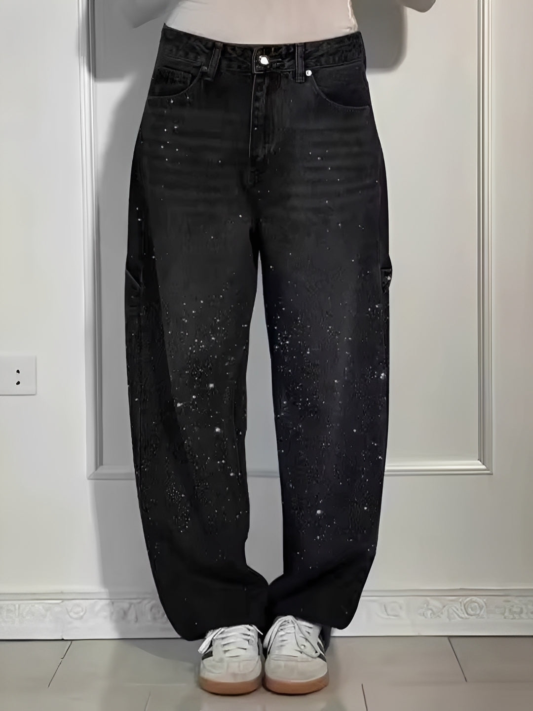 Sami - Stylische Glitzer-Jeans mit weitem Bein
