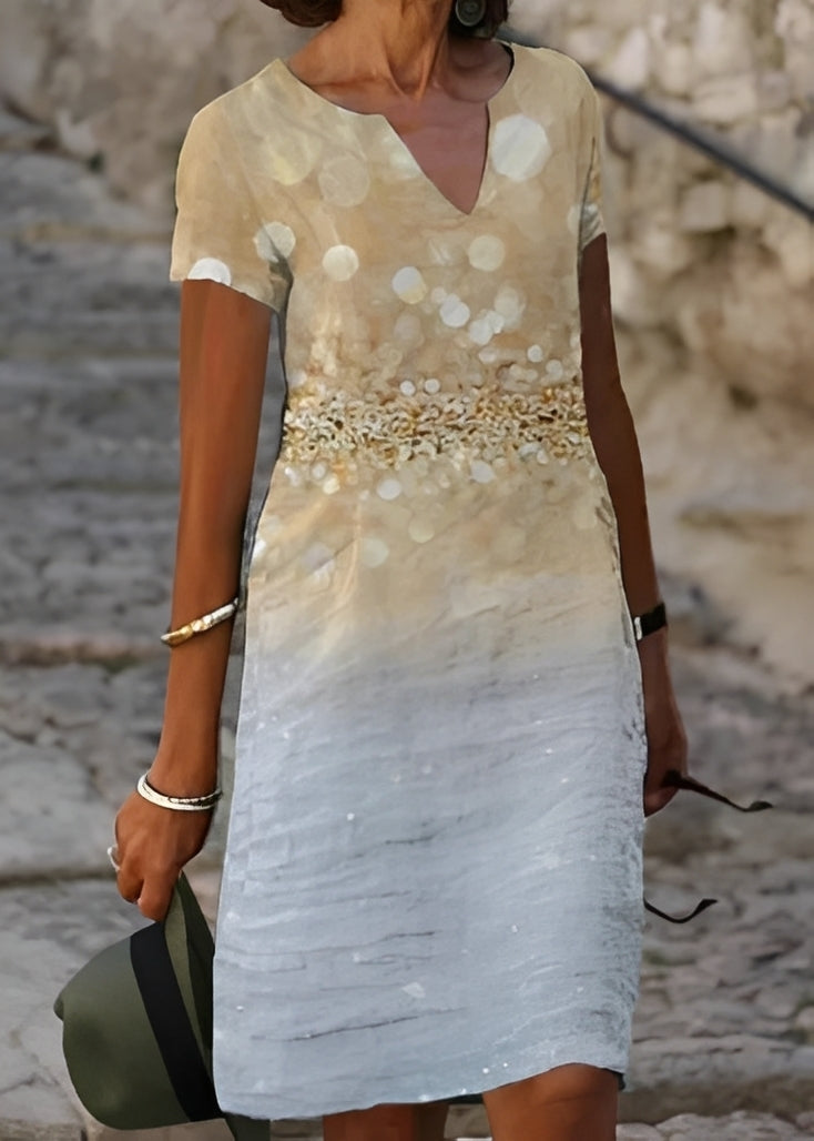 Kristina - Edles, blumiges Damenkleid mit kurzen Ärmeln