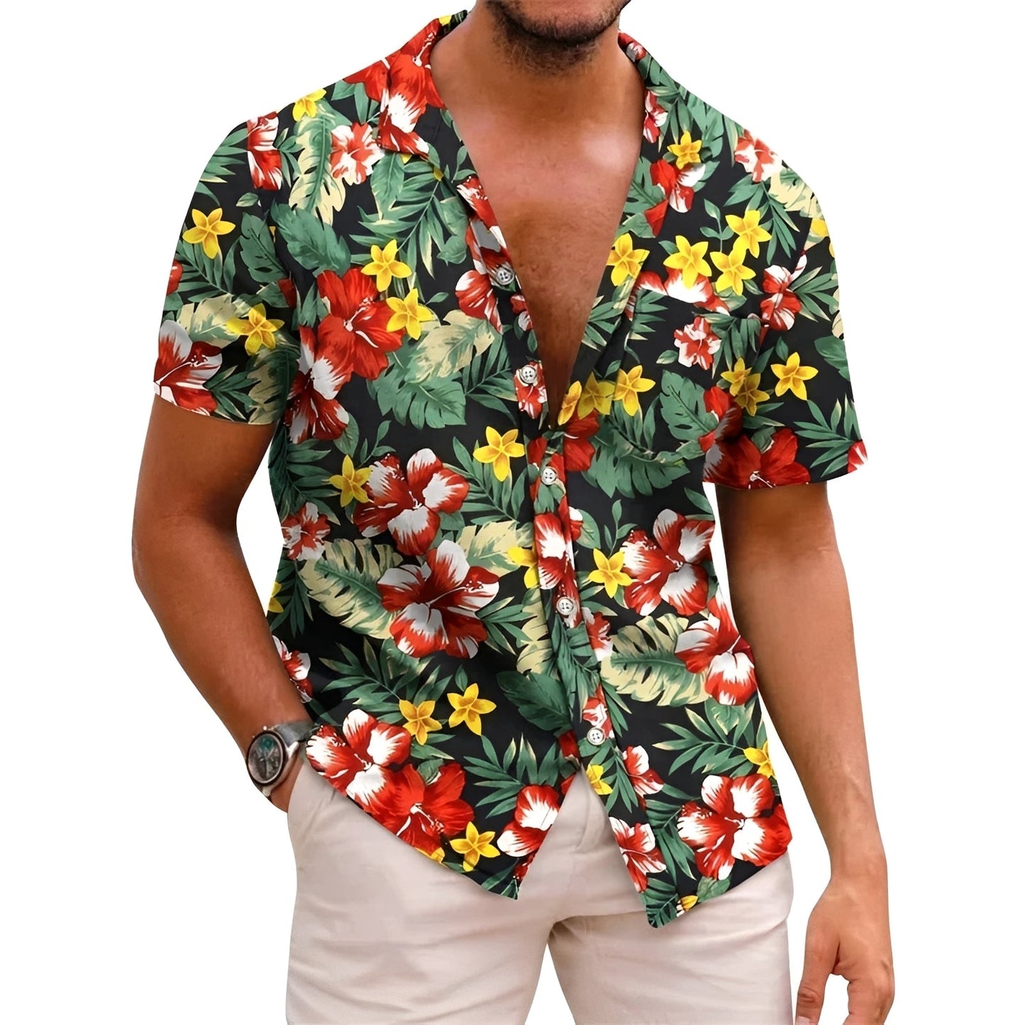 Harry - Elegantes Herrenhemd mit tropischem Design