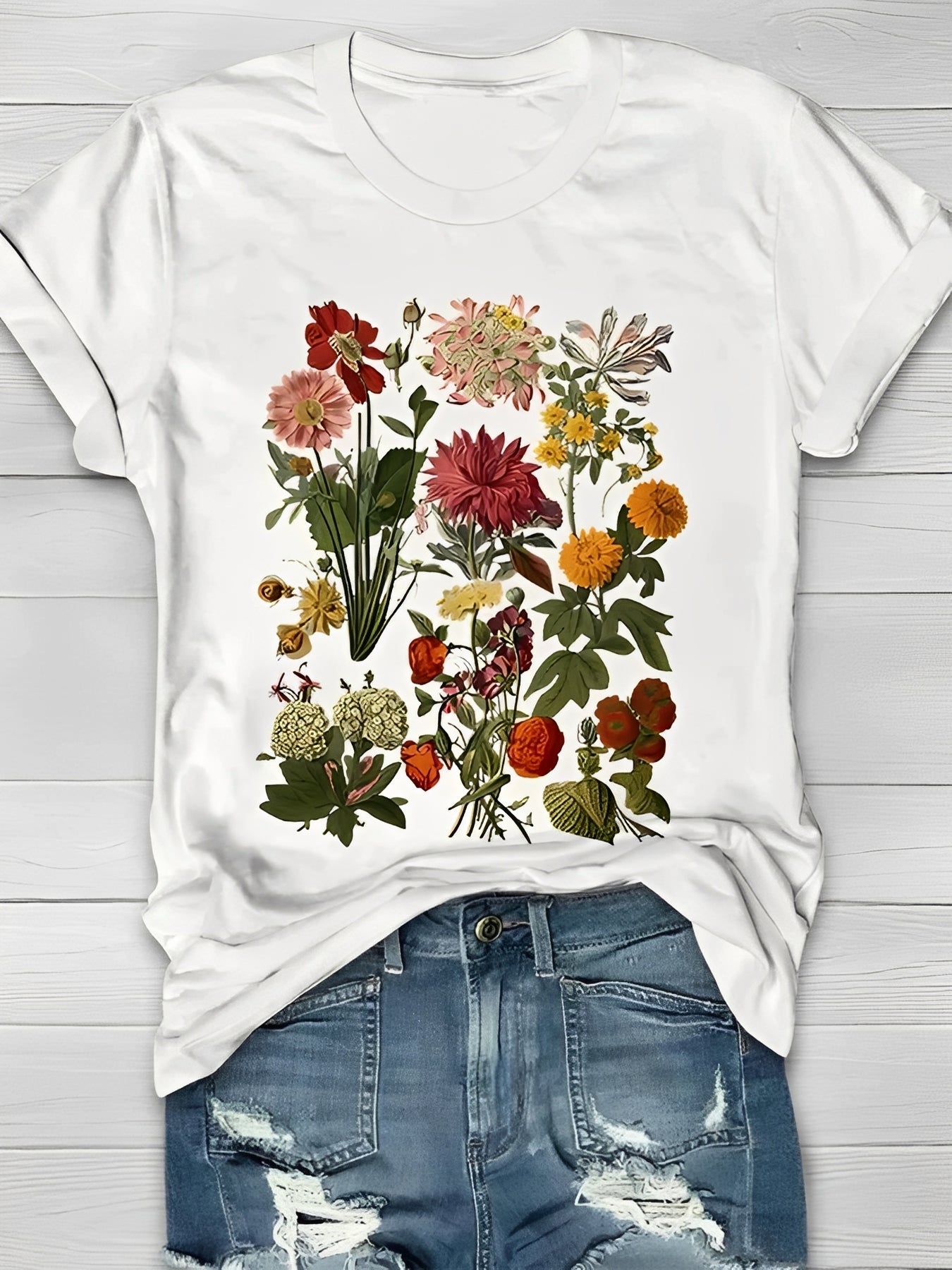 Annalise - Elegantes Damen-T-Shirt mit Blumenmotiv