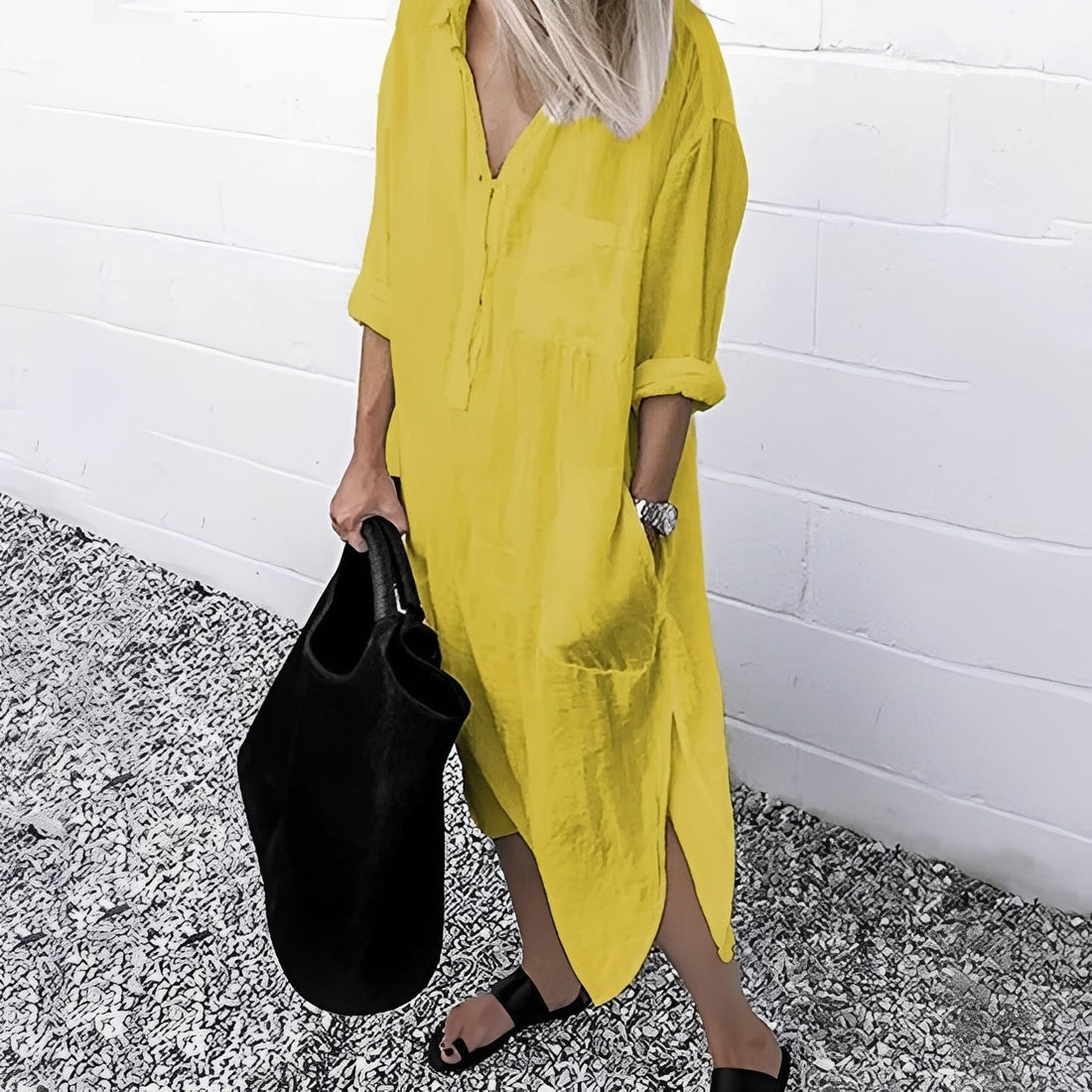 Susan - Bequemes Lässiges Kleid mit Schlitz