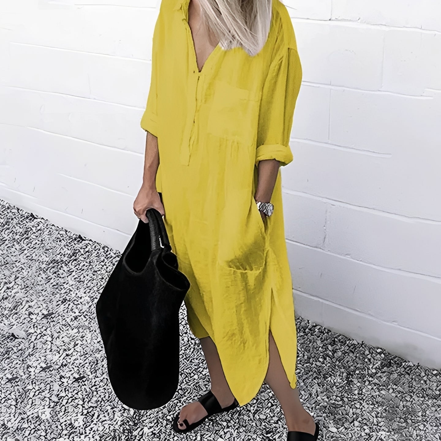 Susan - Bequemes Lässiges Kleid mit Schlitz