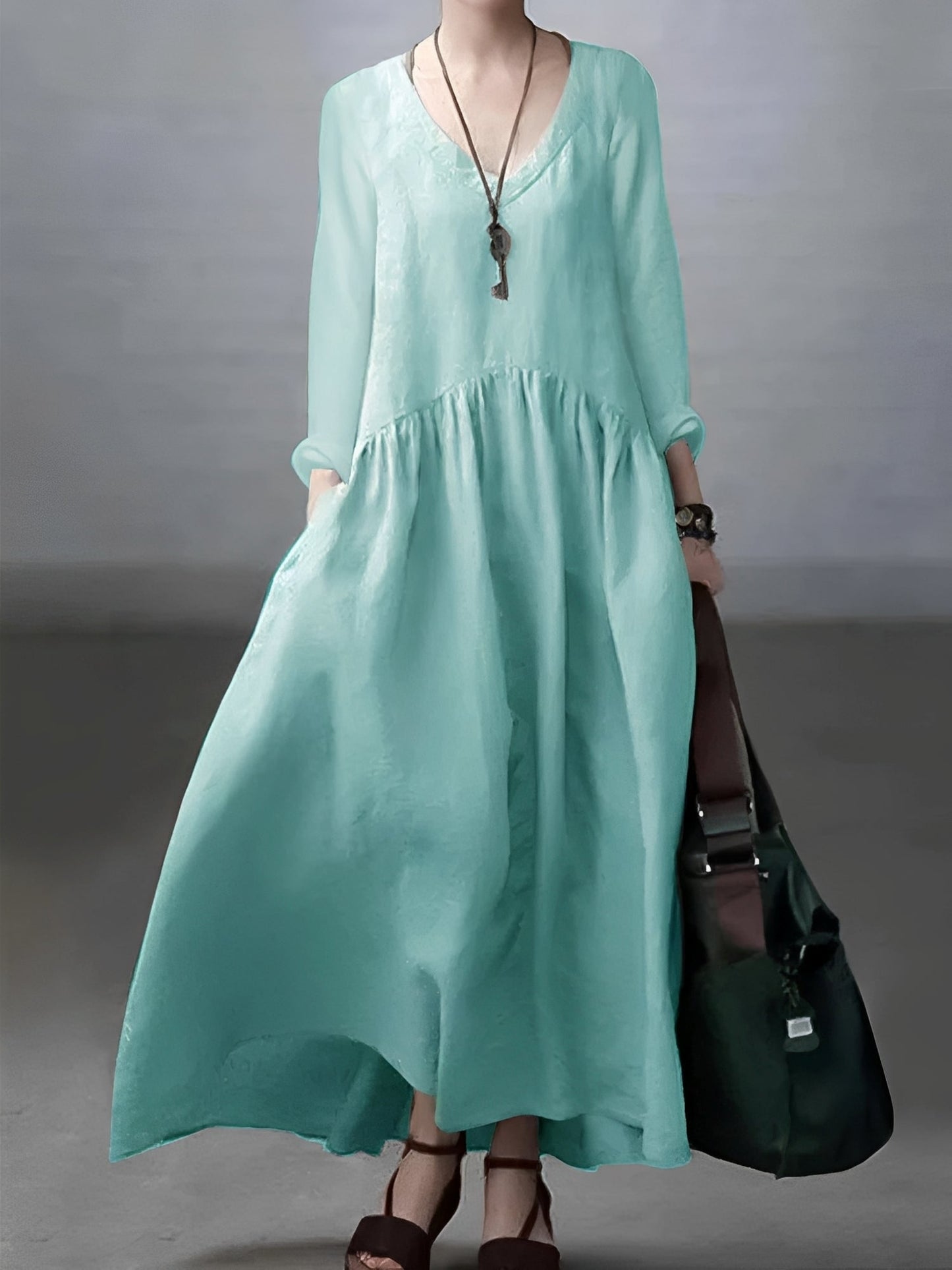 Lindy - Locker sitzendes, komfortables Kleid mit V-Ausschnitt für Damen