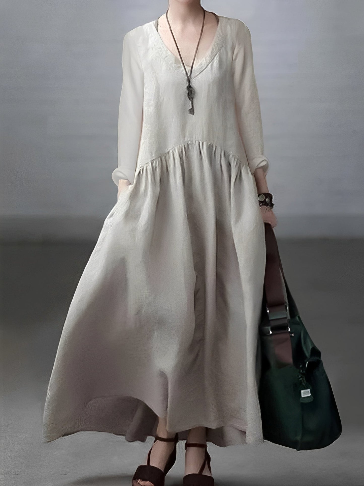 Lindy - Locker sitzendes, komfortables Kleid mit V-Ausschnitt für Damen